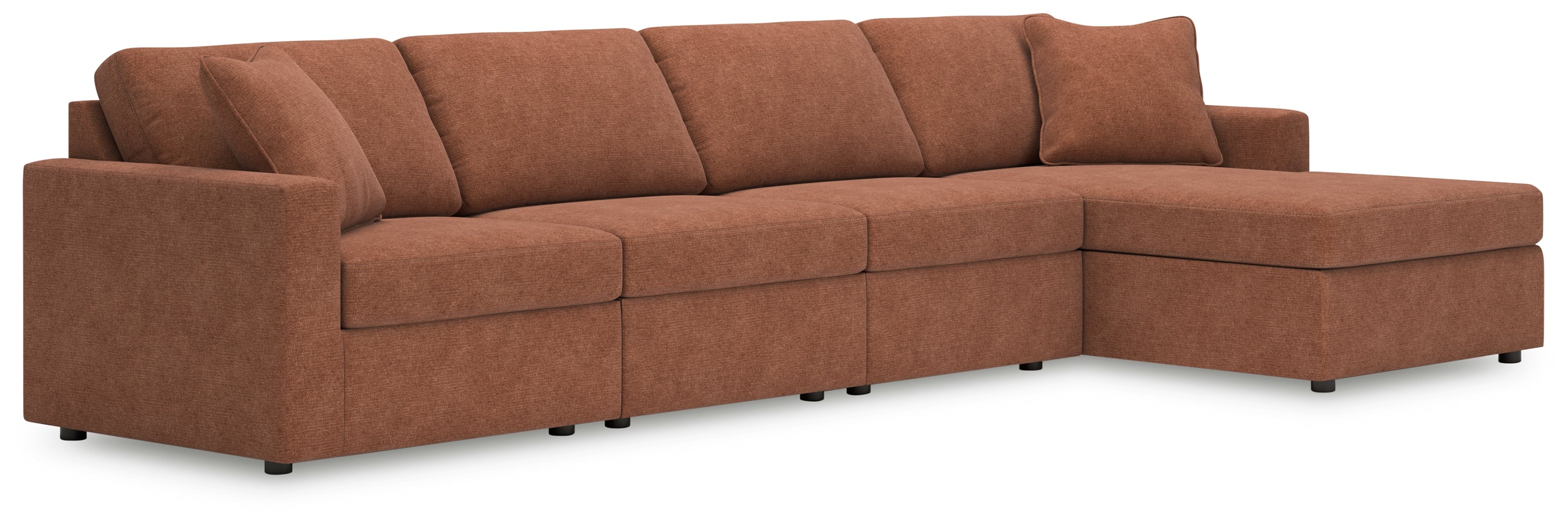 Fine Furniture & Decor - Ashley Furniture - Modmax Sectional - RAF 4-Piece Sectional with Chaise / Spice - 92102S27