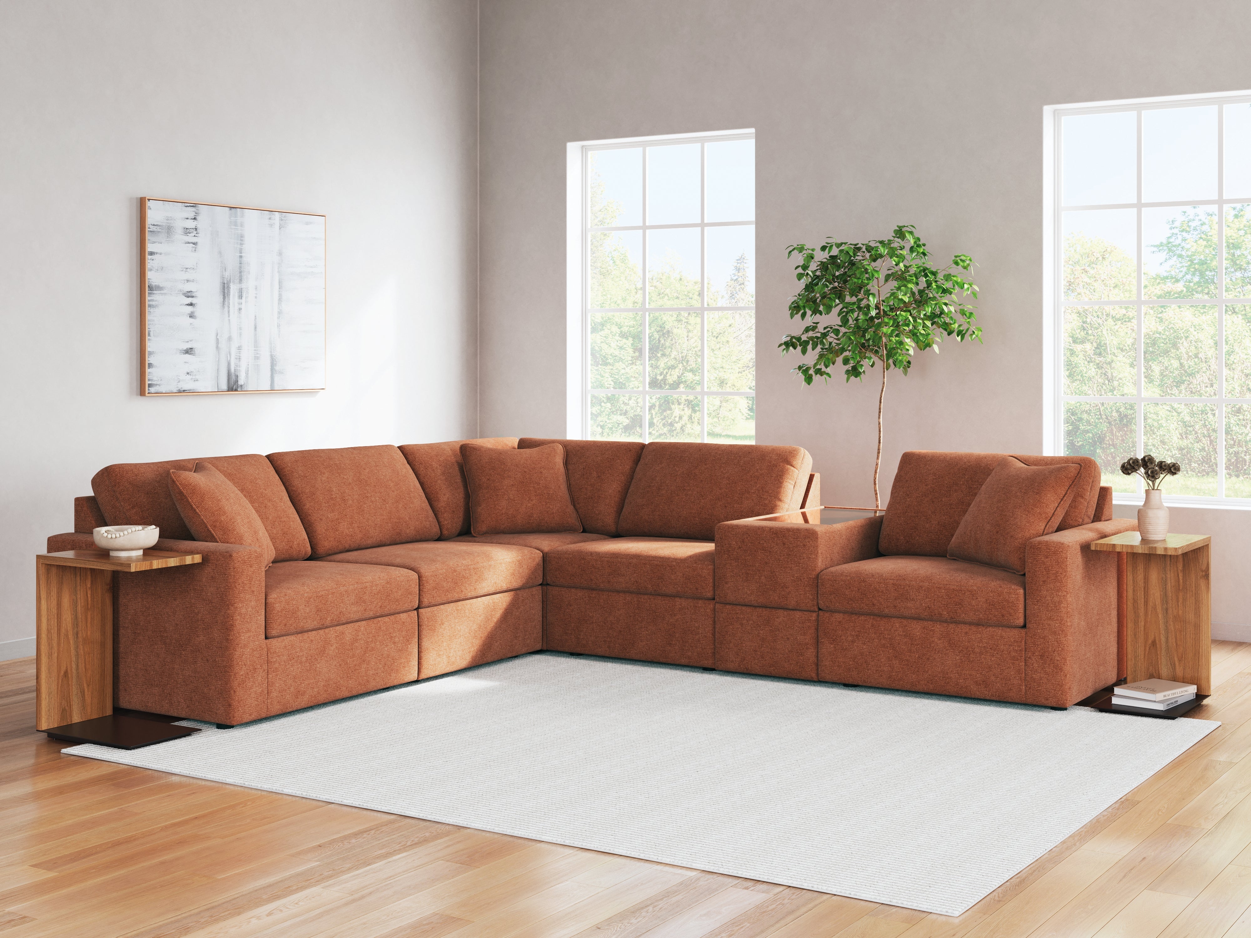 Fine Furniture & Decor - Ashley Furniture - Modmax Sectional - RAF 6-Piece Sectional / Spice - 92102S7