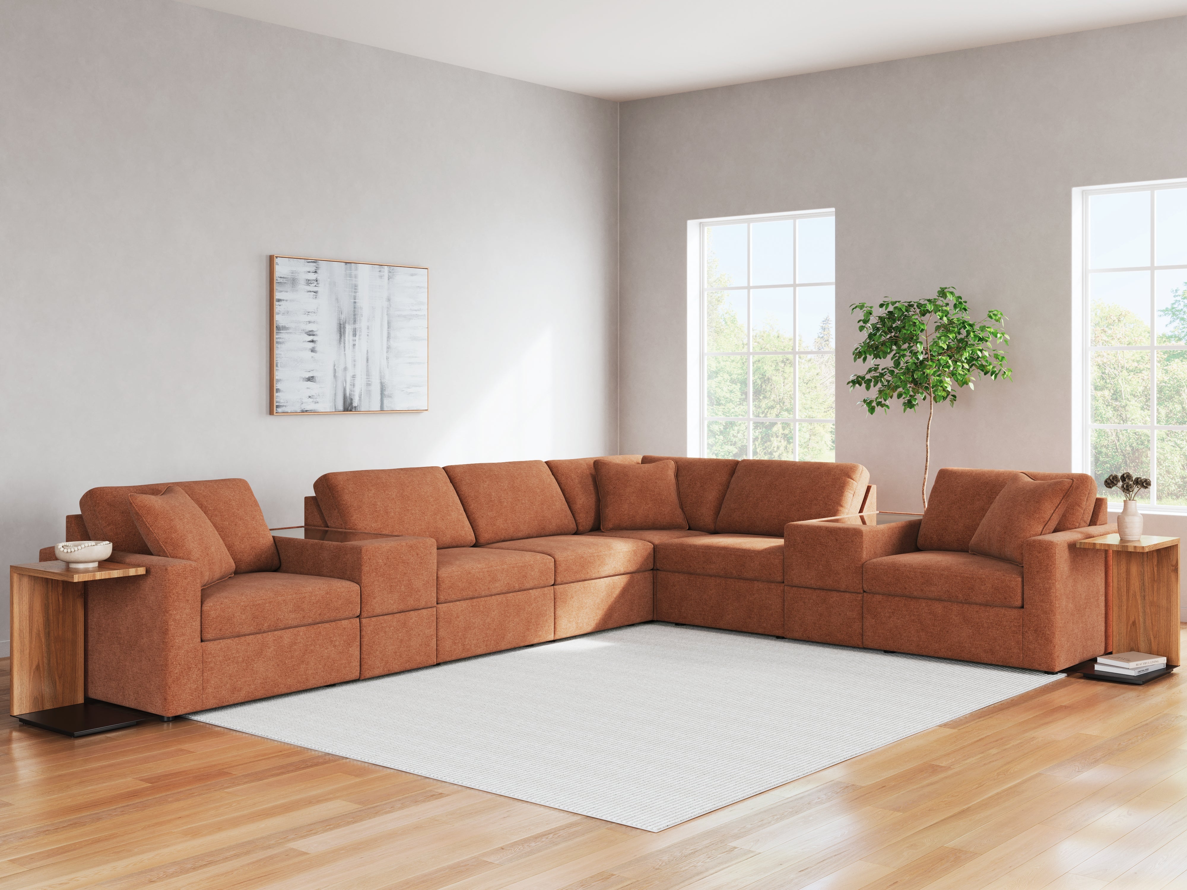 Fine Furniture & Decor - Ashley Furniture - Modmax Sectional - RAF 8-Piece Sectional / Spice - 92102S11