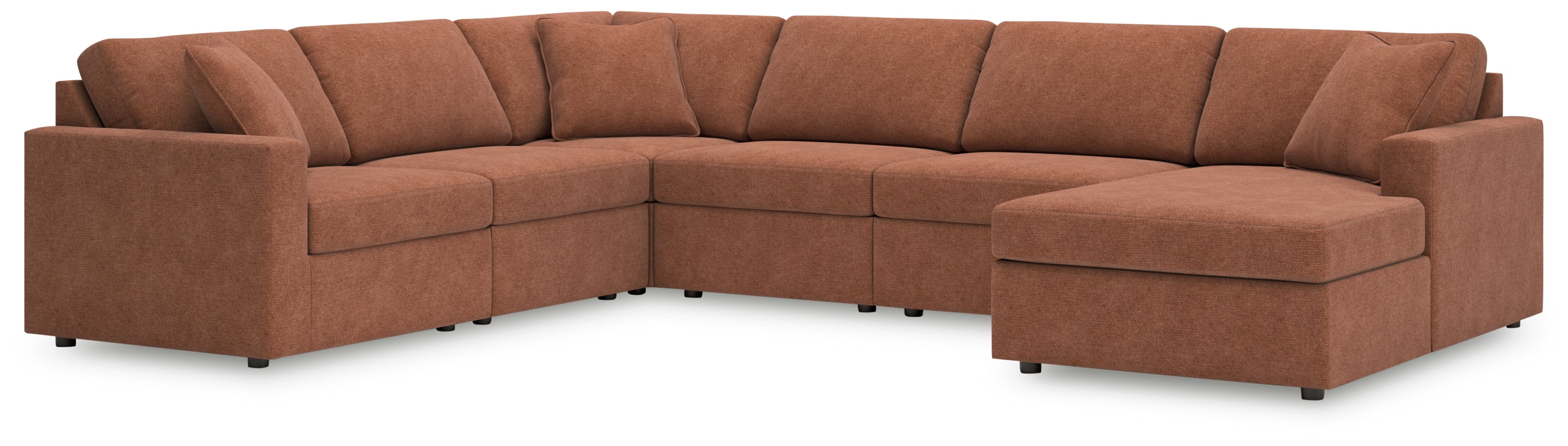 Fine Furniture & Decor - Ashley Furniture - Modmax Sectional - RAF 6-Piece Sectional with Chaise / Spice - 92102S46