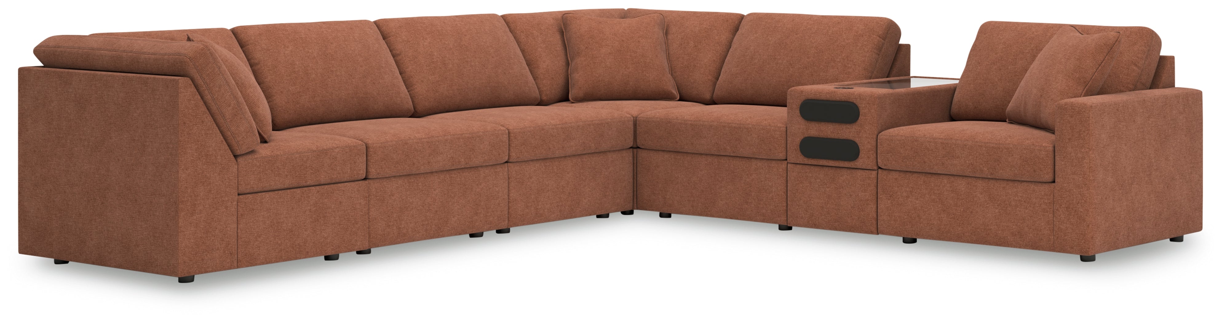Fine Furniture & Decor - Ashley Furniture - Modmax Sectional - 7-Piece Sectional with Audio Console / Spice - 92102S34