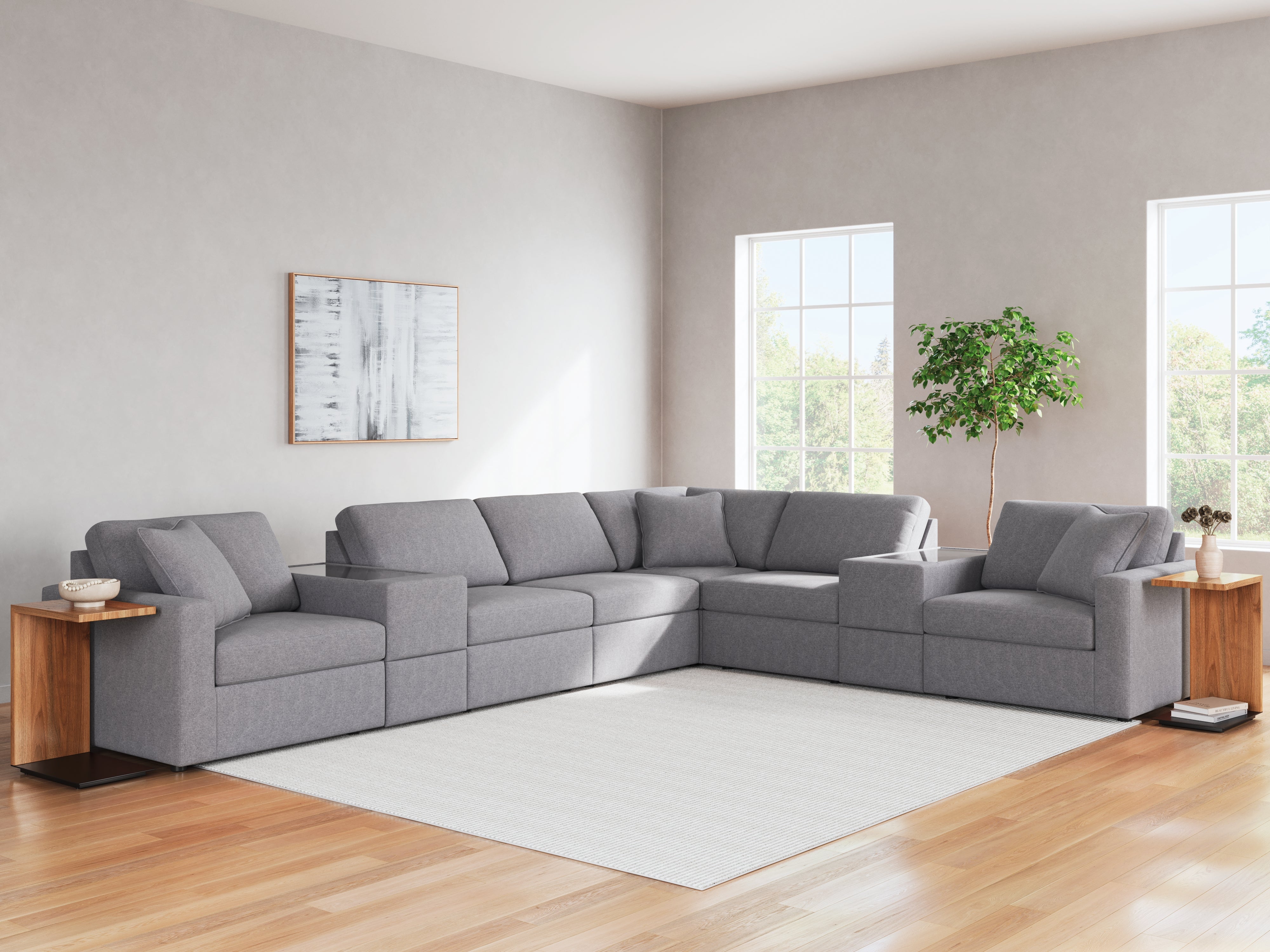 Fine Furniture & Decor - Ashley Furniture - Modmax Sectional - RAF 8-Piece Sectional / Granite - 92104S11