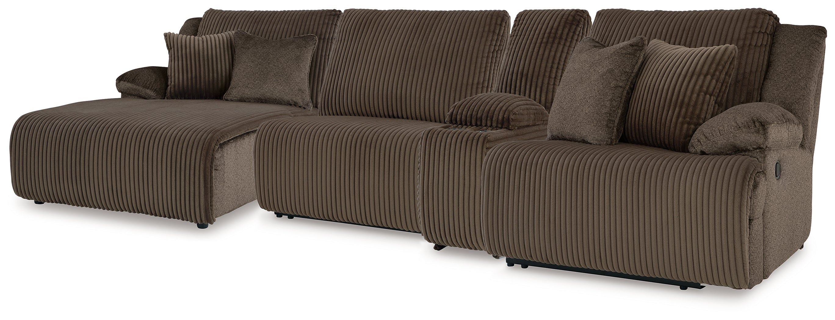 Fine Furniture & Decor - Ashley Furniture - Top Tier Sectional - 4-Piece Reclining Sectional with Chaise / Chocolate - 92705S12