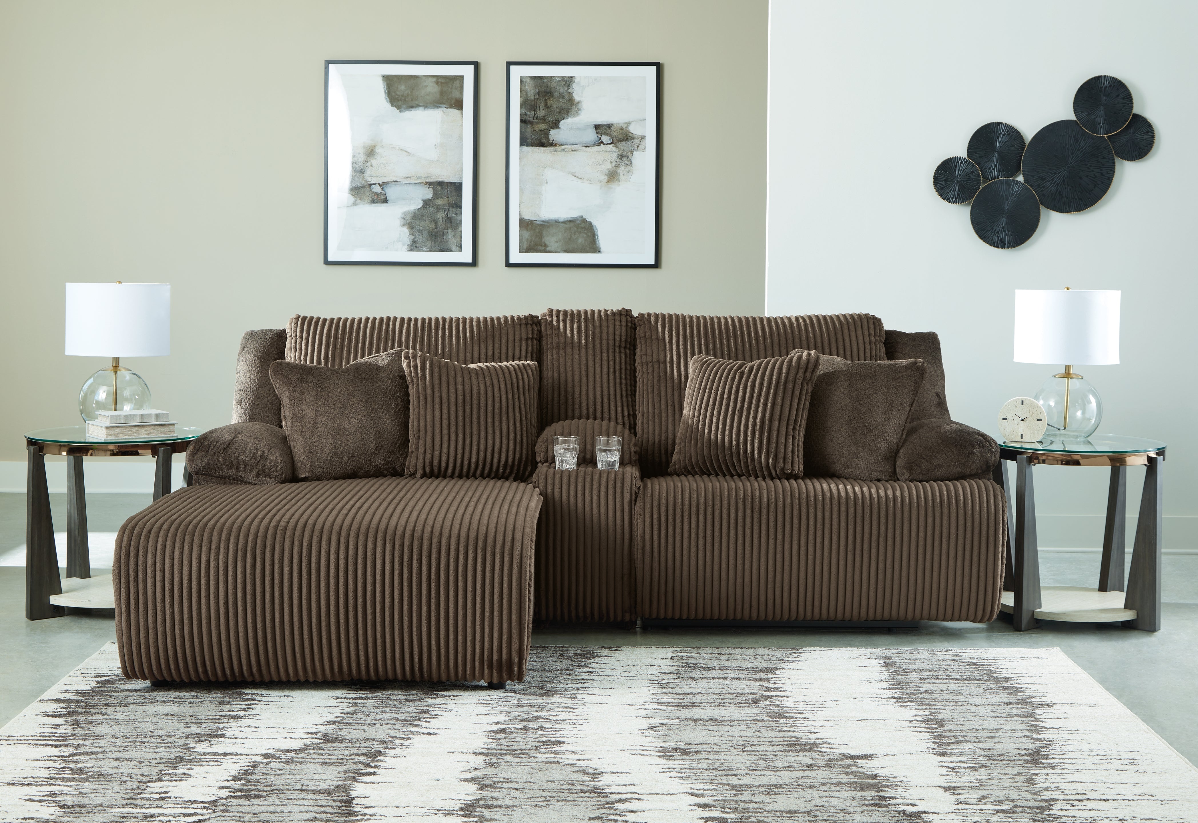 Fine Furniture & Decor - Ashley Furniture - Top Tier Sectional - 3-Piece Reclining Sectional Sofa with Chaise / Chocolate - 92705S5