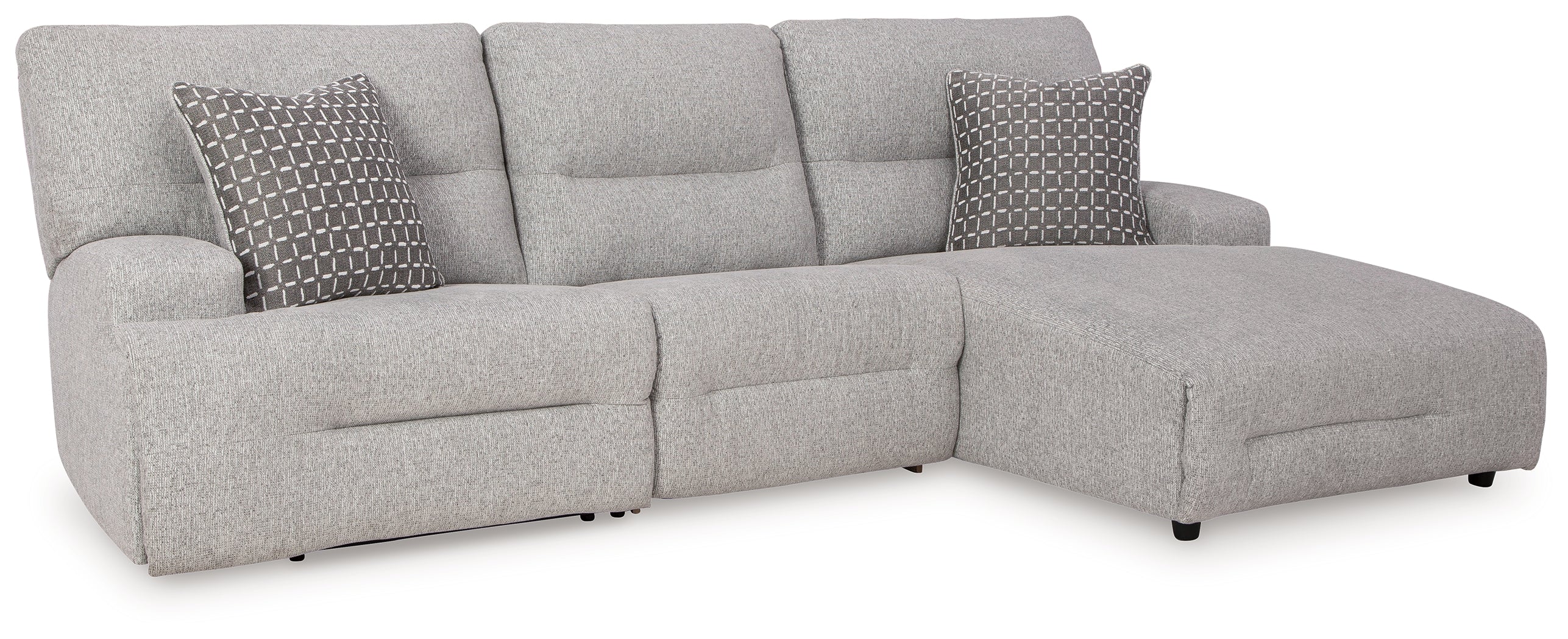 Fine Furniture & Decor - Ashley Furniture - Acklen Place Sectional - 3-Piece Power Reclining Sectional / Pewter - 93605S6