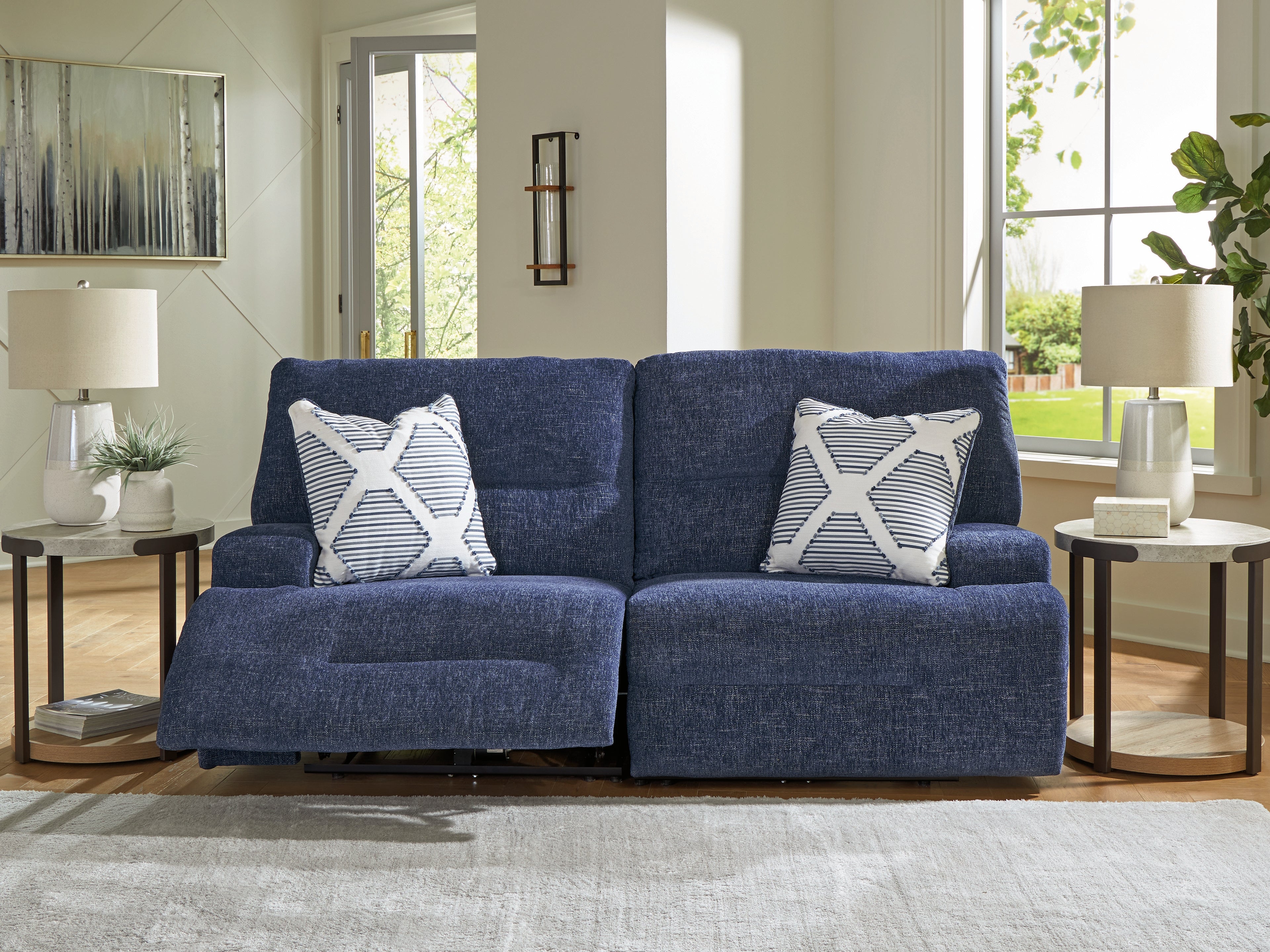 Fine Furniture & Decor - Ashley Furniture - Acklen Place Sectional - 2-Piece Power Reclining Sectional / Navy - 93607S16