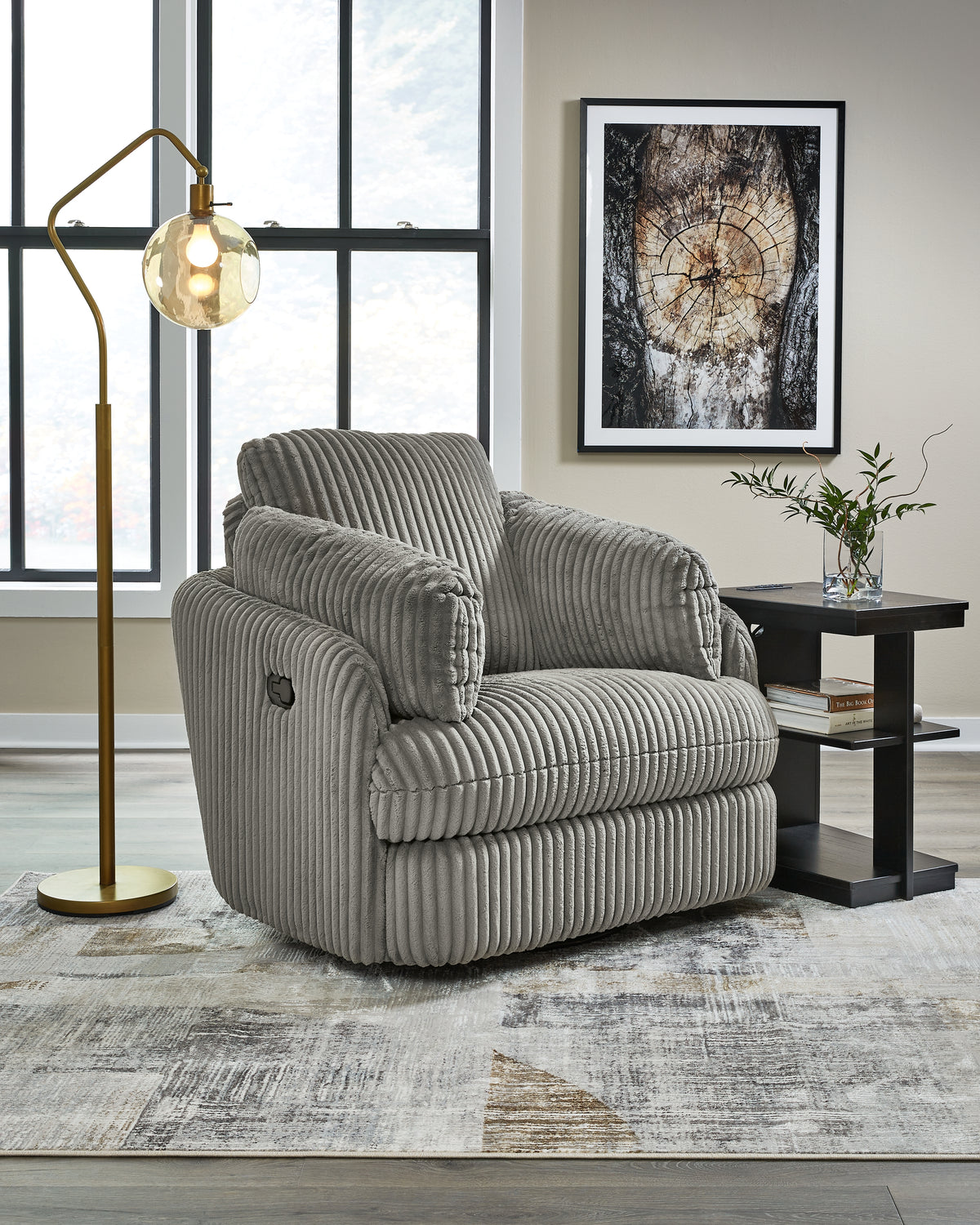 Fine Furniture & Decor - Ashley Furniture - Tie-Breaker Living Room - Swivel Glider Recliner / Fog - 9490361