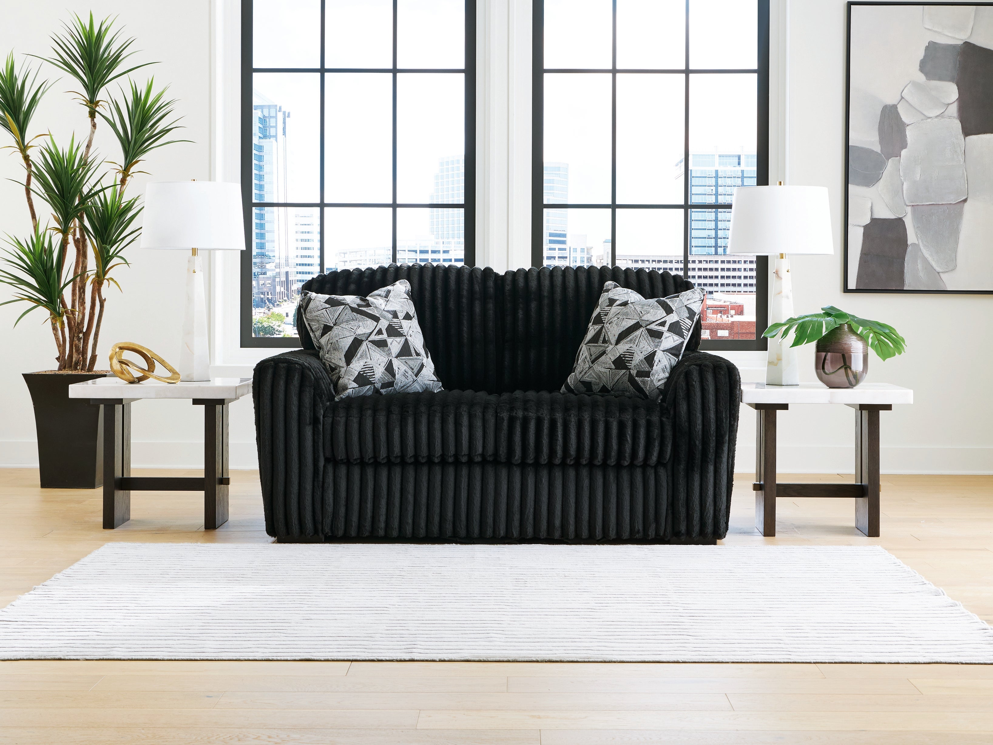Fine Furniture & Decor - Ashley Furniture - Midnight-Madness Living Room - Loveseat / Onyx - 9810335