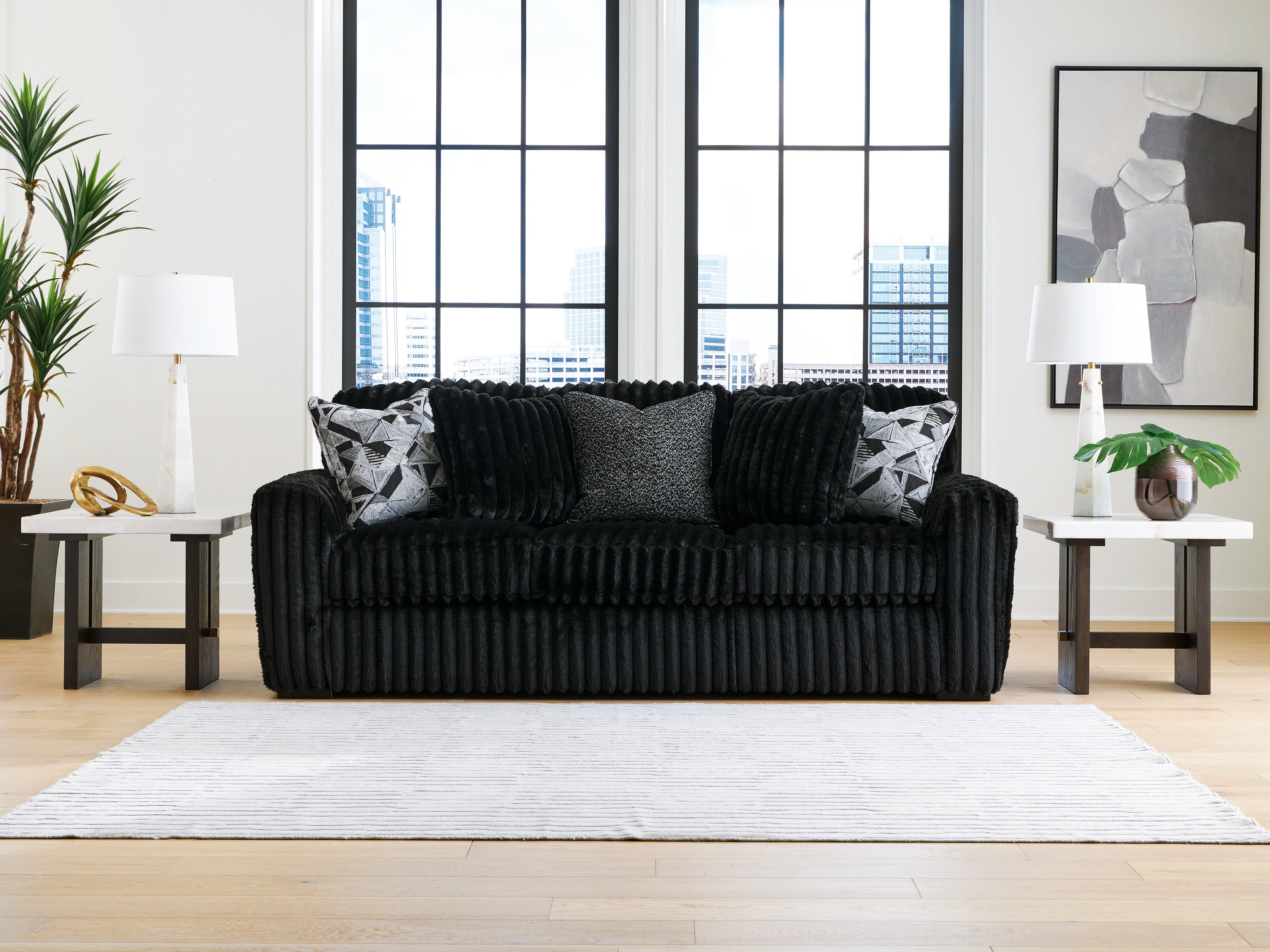 Fine Furniture & Decor - Ashley Furniture - Midnight-Madness Living Room - Sofa / Onyx - 9810338