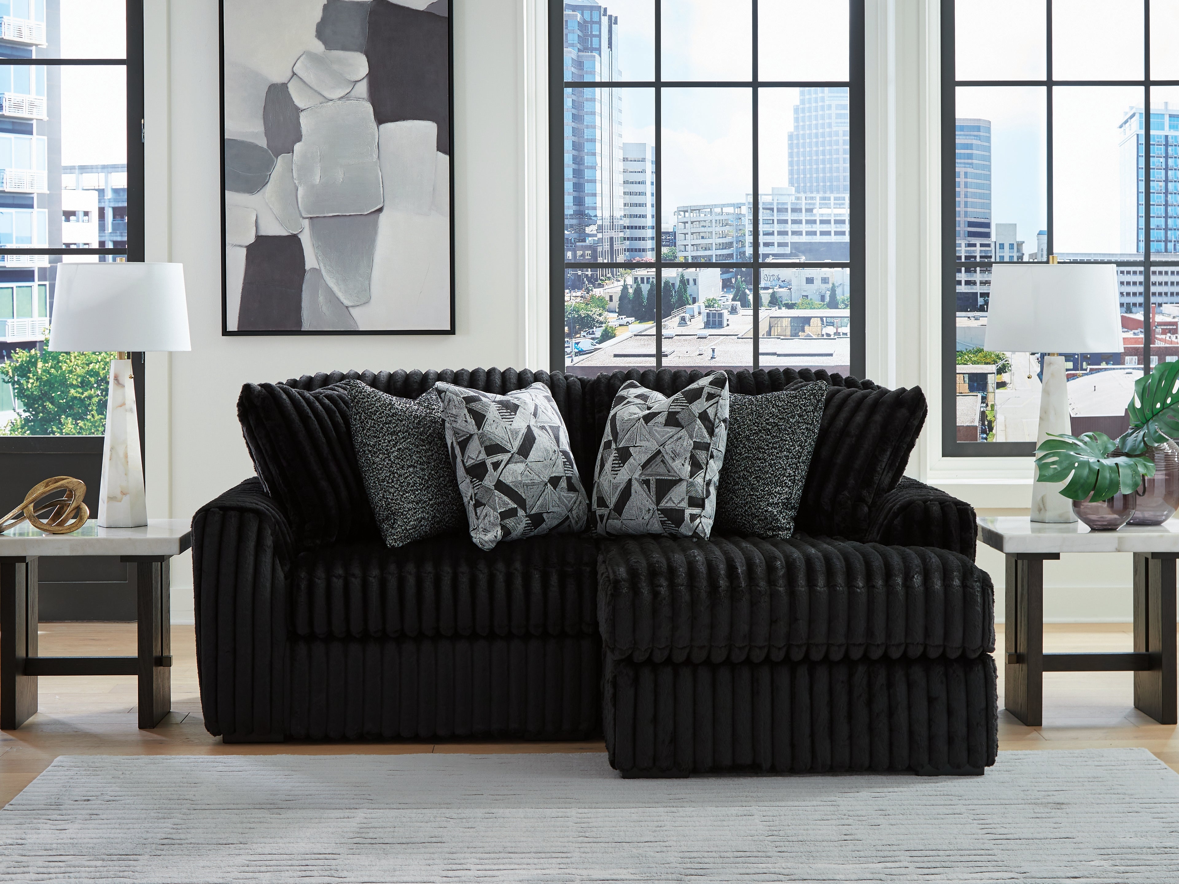Fine Furniture & Decor - Ashley Furniture - Midnight-Madness Sectional - RAF 2-Piece Sectional with Chaise / Onyx - 98103S14