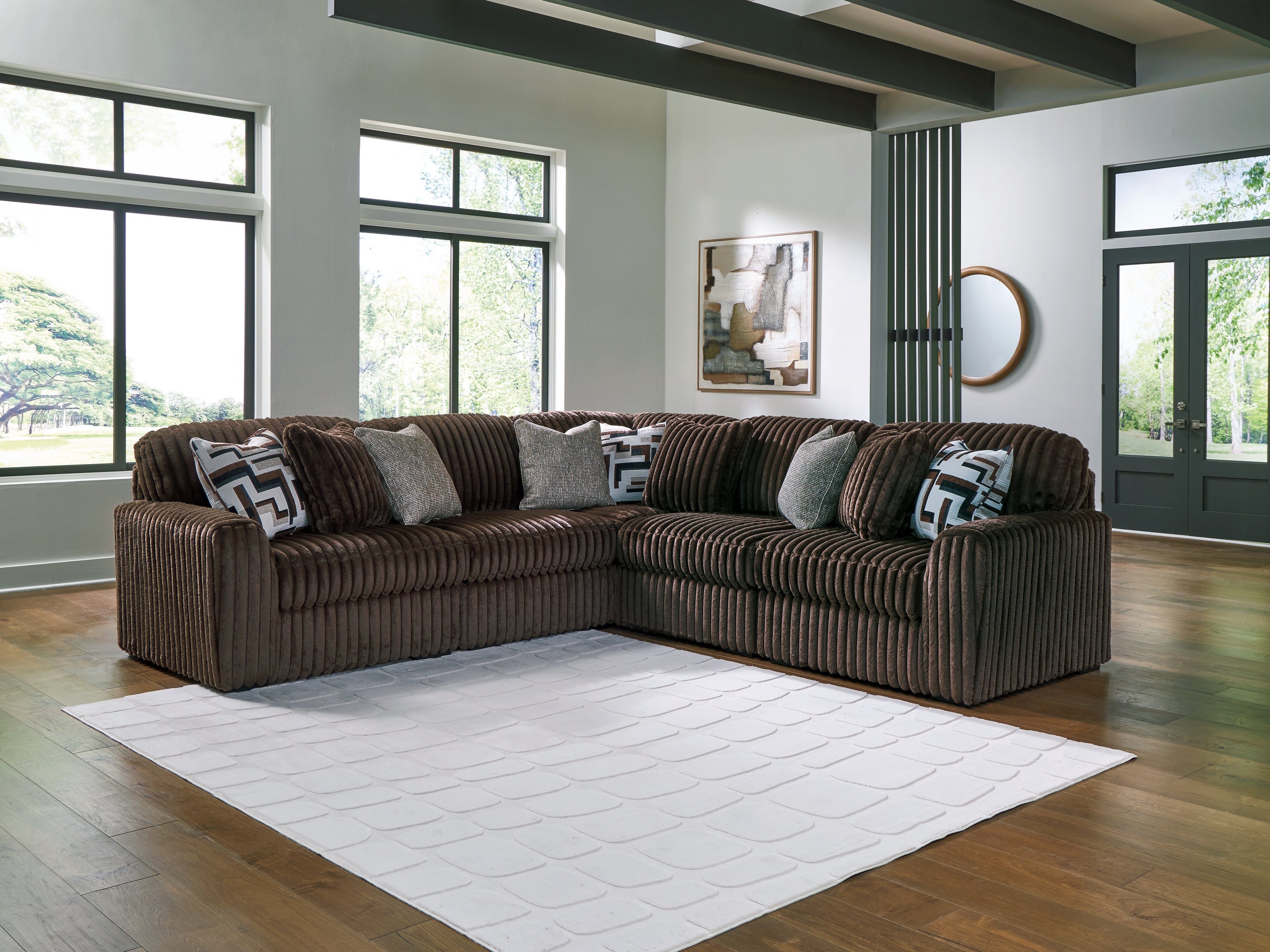 Fine Furniture & Decor - Ashley Furniture - Midnight-Madness Sectional - RAF 5-Piece Sectional / Chocolate - 98104S26