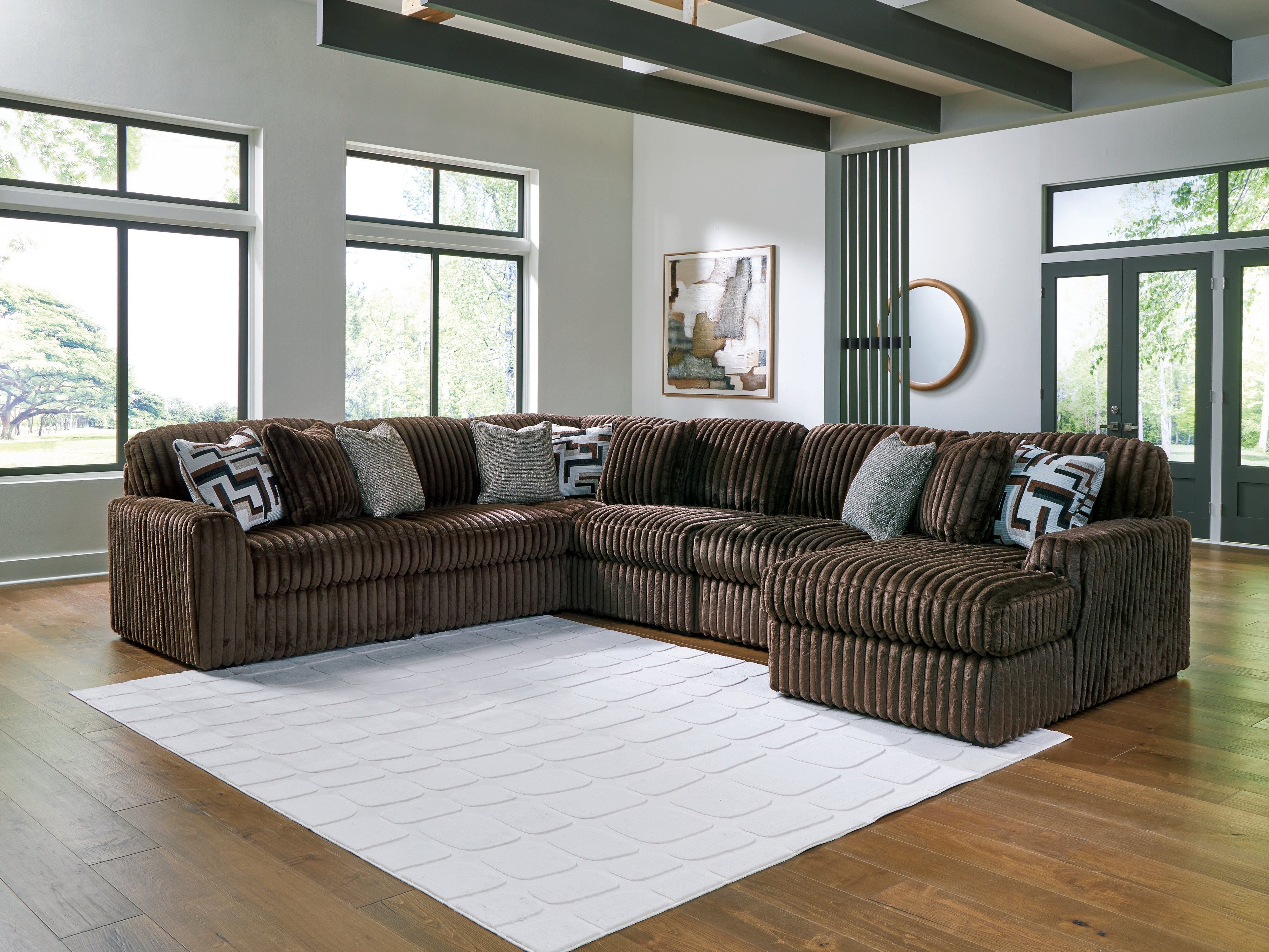 Fine Furniture & Decor - Ashley Furniture - Midnight-Madness Sectional - RAF 6-Piece Sectional with Chaise / Chocolate - 98104S24