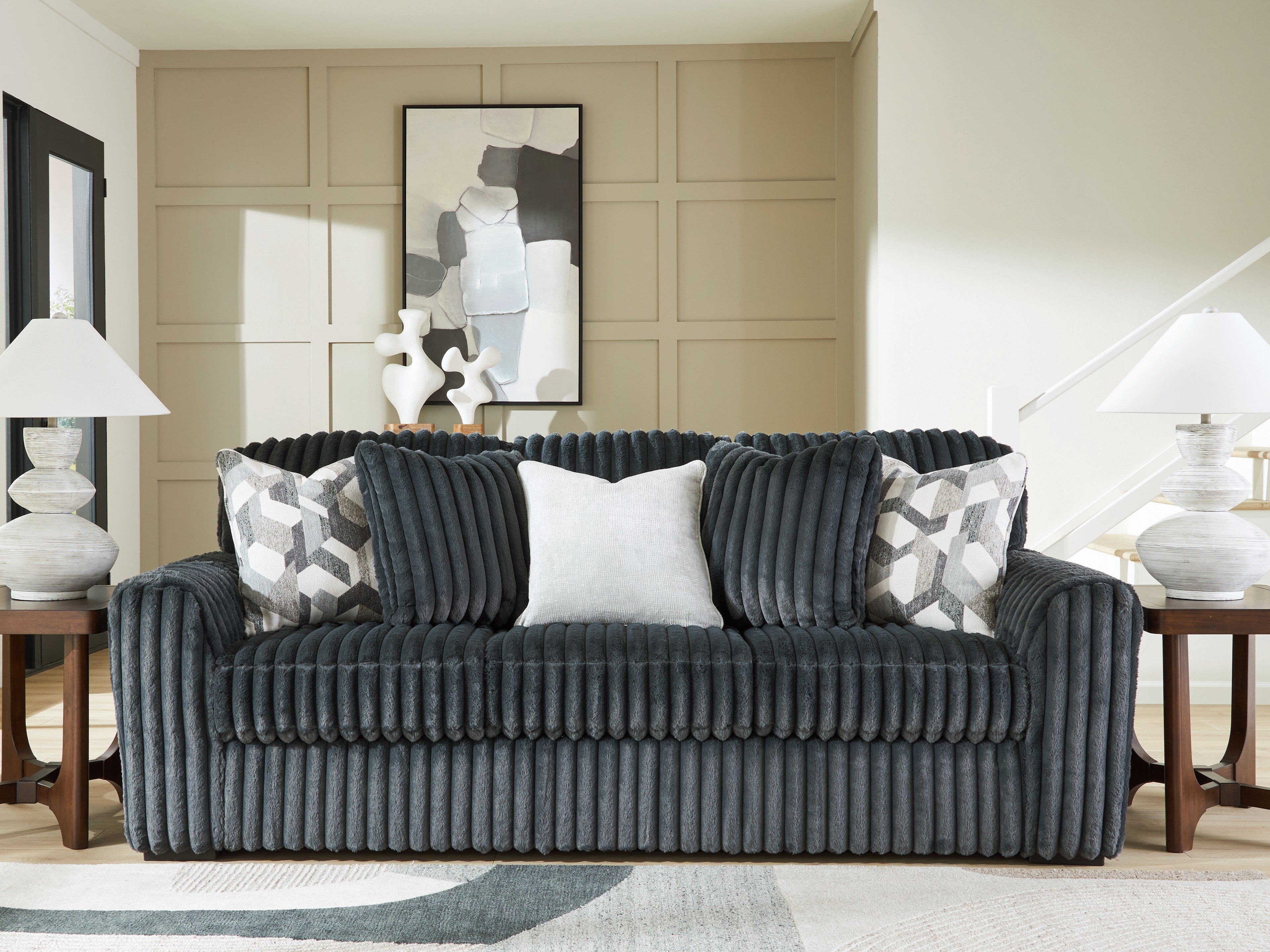 Fine Furniture & Decor - Ashley Furniture - Midnight-Madness Living Room - Sofa / Gunmetal - 9810538