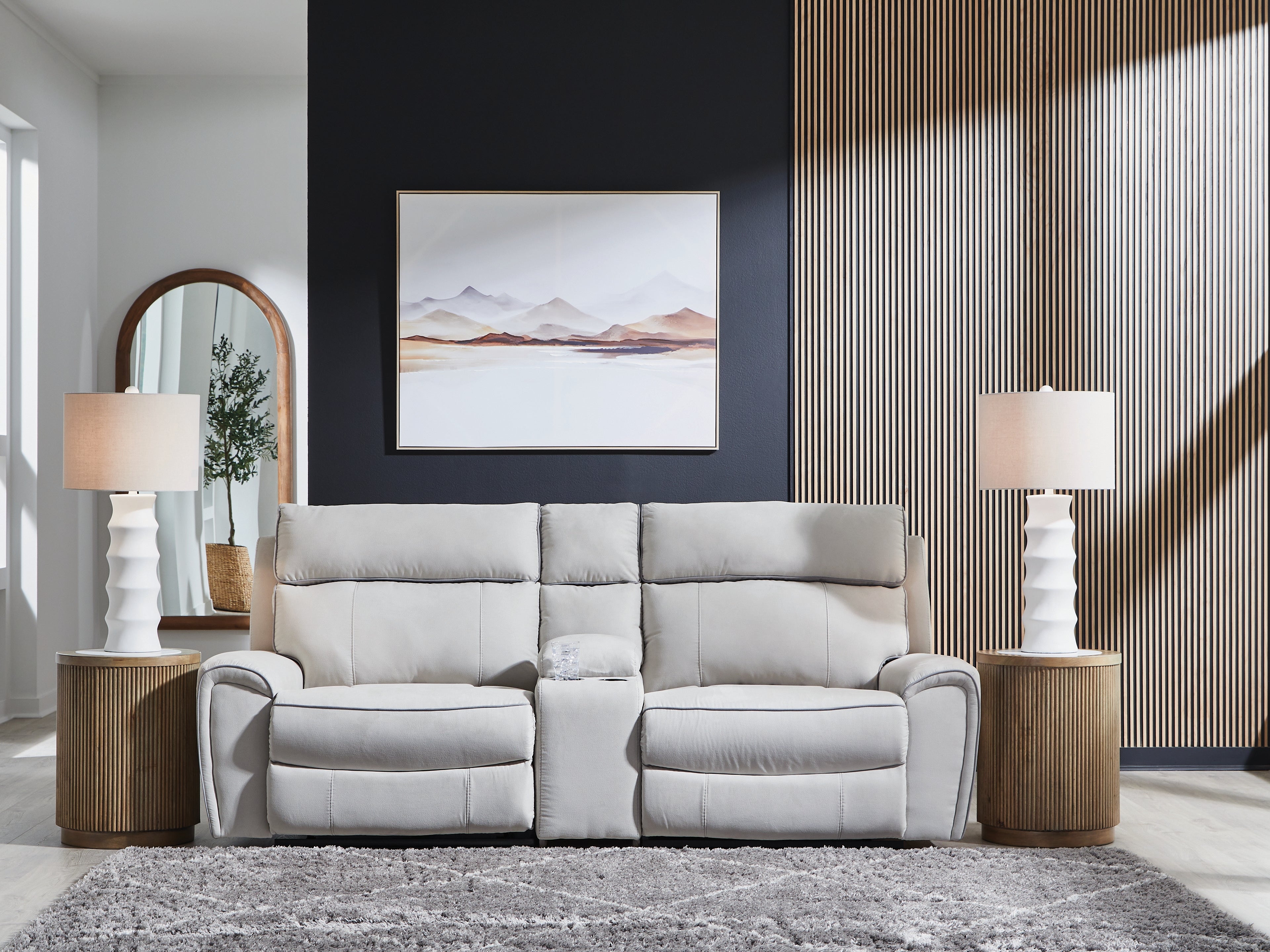 Fine Furniture & Decor - Ashley Furniture - Social Pointe Sectional - 3-Piece Power Reclining Sectional / Pearl/Ash - PC98802S3