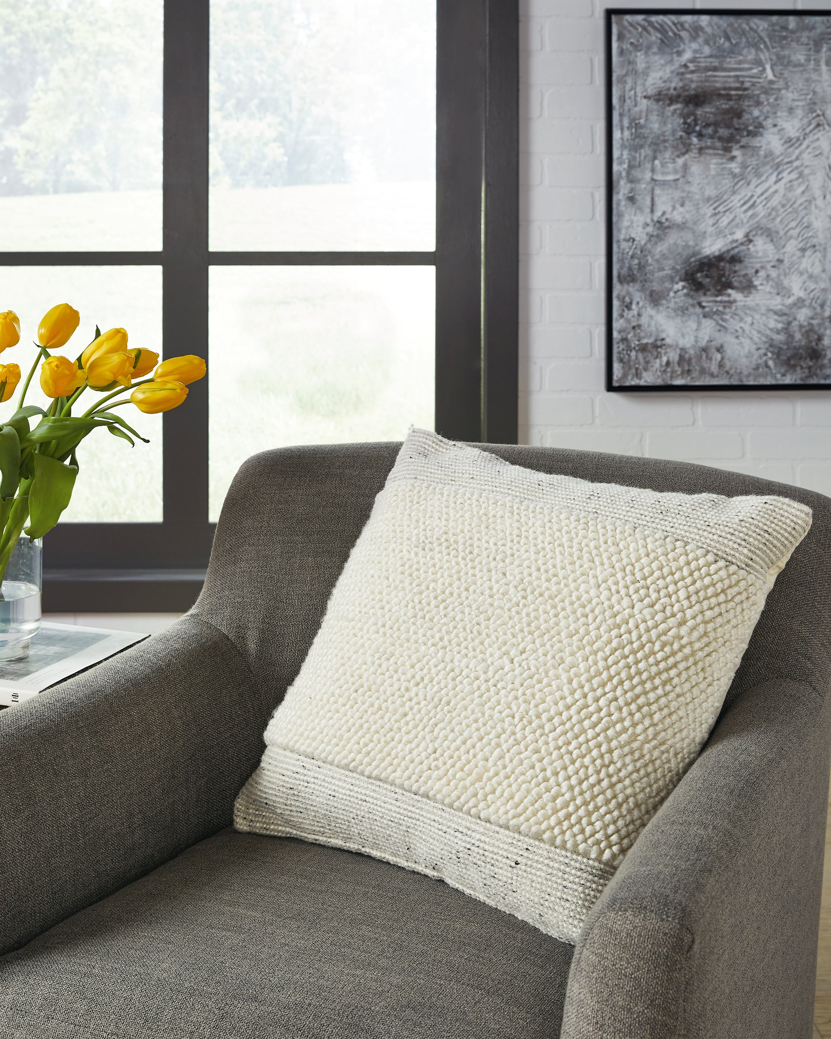 Fine Furniture & Decor - Ashley Furniture - Rowcher Pillows - Pillow / Gray/White - A1001004P