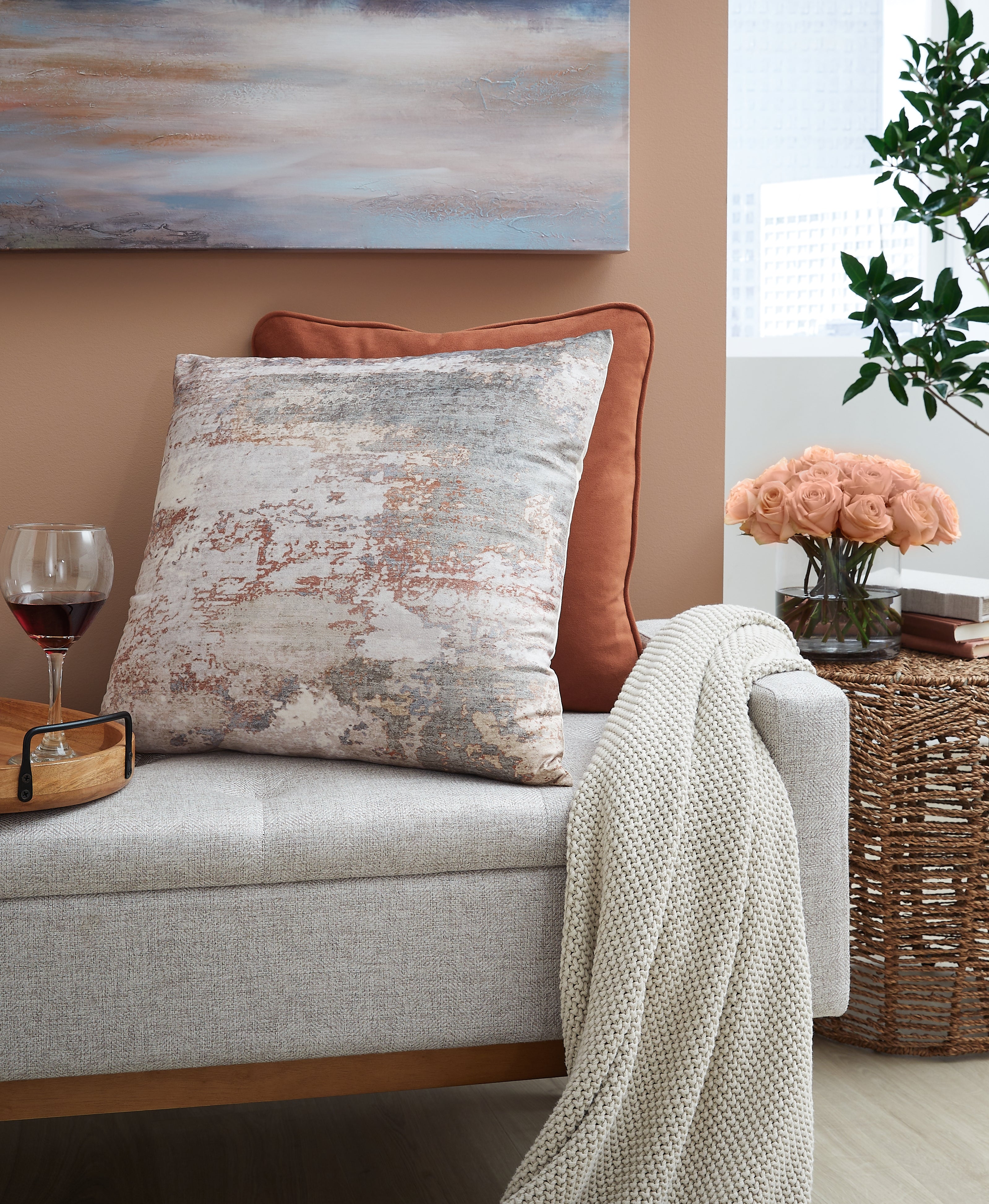 Fine Furniture & Decor - Ashley Furniture - Edinfielders Pillows - Pillow / Cream/Gray/Rust - A1001094P