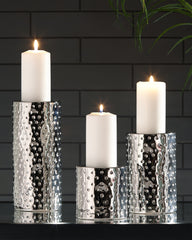 Fine Furniture & Decor - Ashley Furniture - Marisa Candle Holder - Candle Holder Set (3/CN) / Silver Finish - A2000460