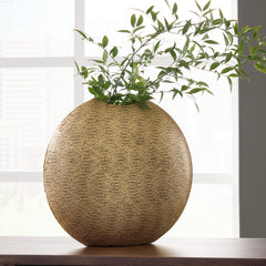 Fine Furniture & Decor - Ashley Furniture - Iansboro Vase - Vase / Antique Gold Finish - A2000697