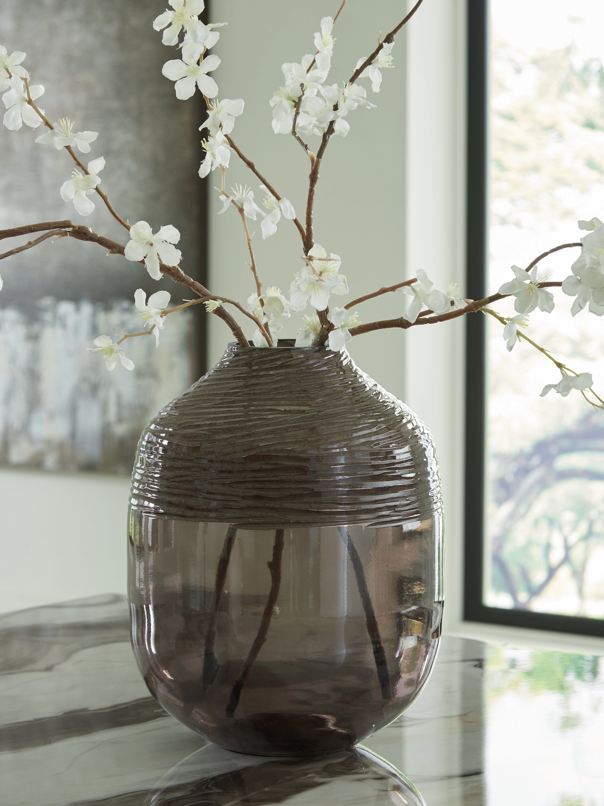 Fine Furniture & Decor - Ashley Furniture - Harpwick Vase - Vase / Iridescent Gray - A2000727