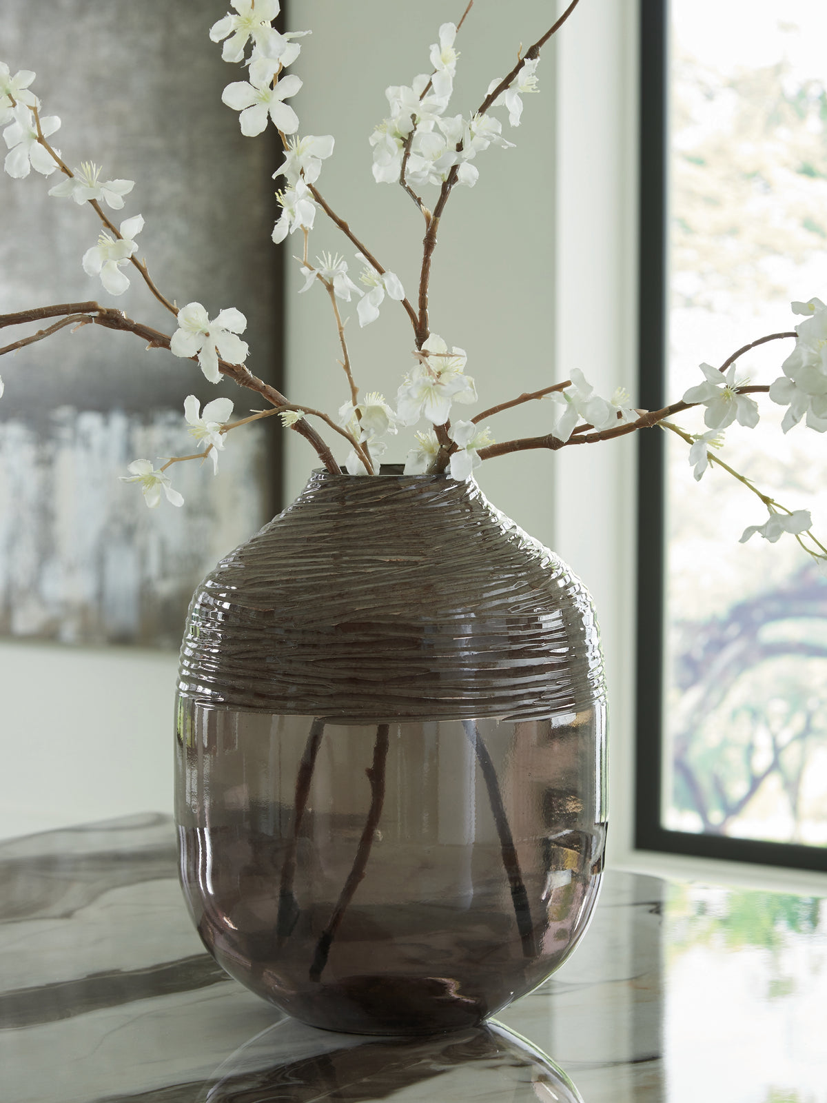 Fine Furniture & Decor - Ashley Furniture - Harpwick Vase - Vase / Iridescent Gray - A2000727