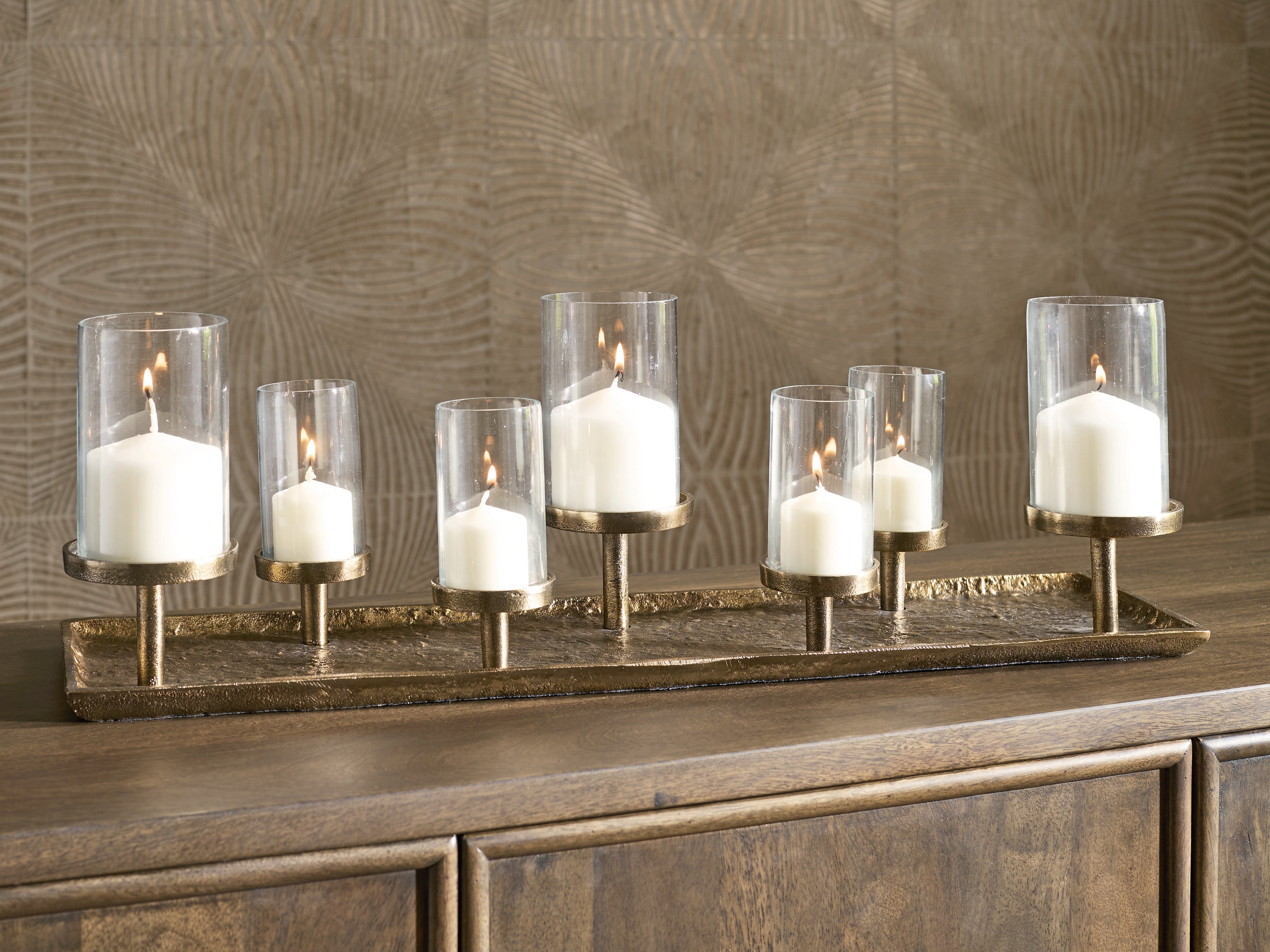 Fine Furniture & Decor - Ashley Furniture - Wallmond Candle Holder - Candle Holder / Antique Brass Finish - A2000820