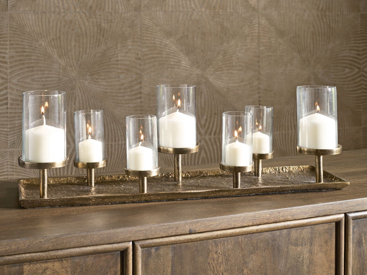 Fine Furniture & Decor - Ashley Furniture - Wallmond Candle Holder - Candle Holder / Antique Brass Finish - A2000820