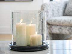 Fine Furniture & Decor - Ashley Furniture - Saskia Candle Holder - Candle Holder / Clear/Black - A2000846