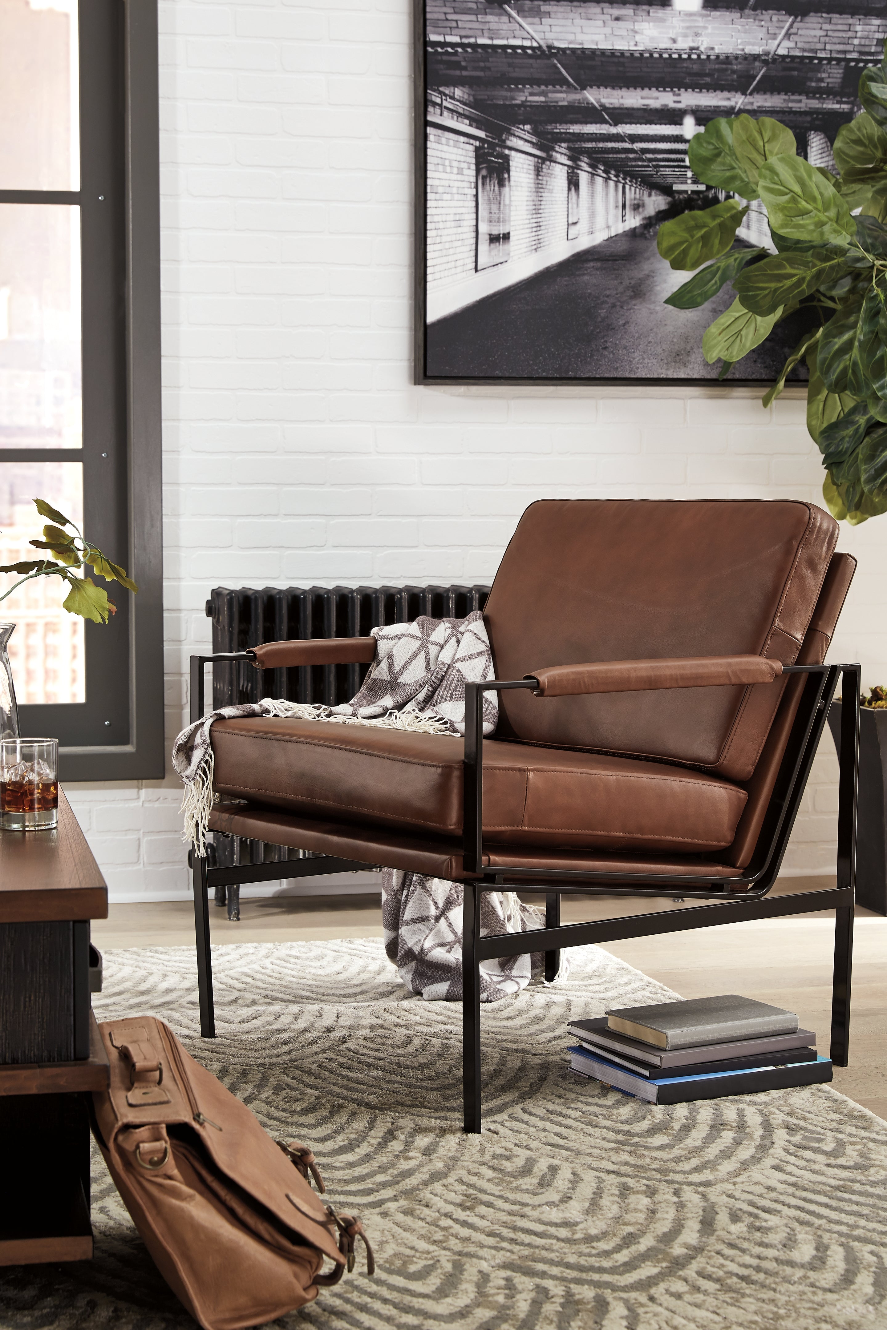 Fine Furniture & Decor - Ashley Furniture - Puckman Accent Chair - Accent Chair / Brown/Silver Finish - A3000193
