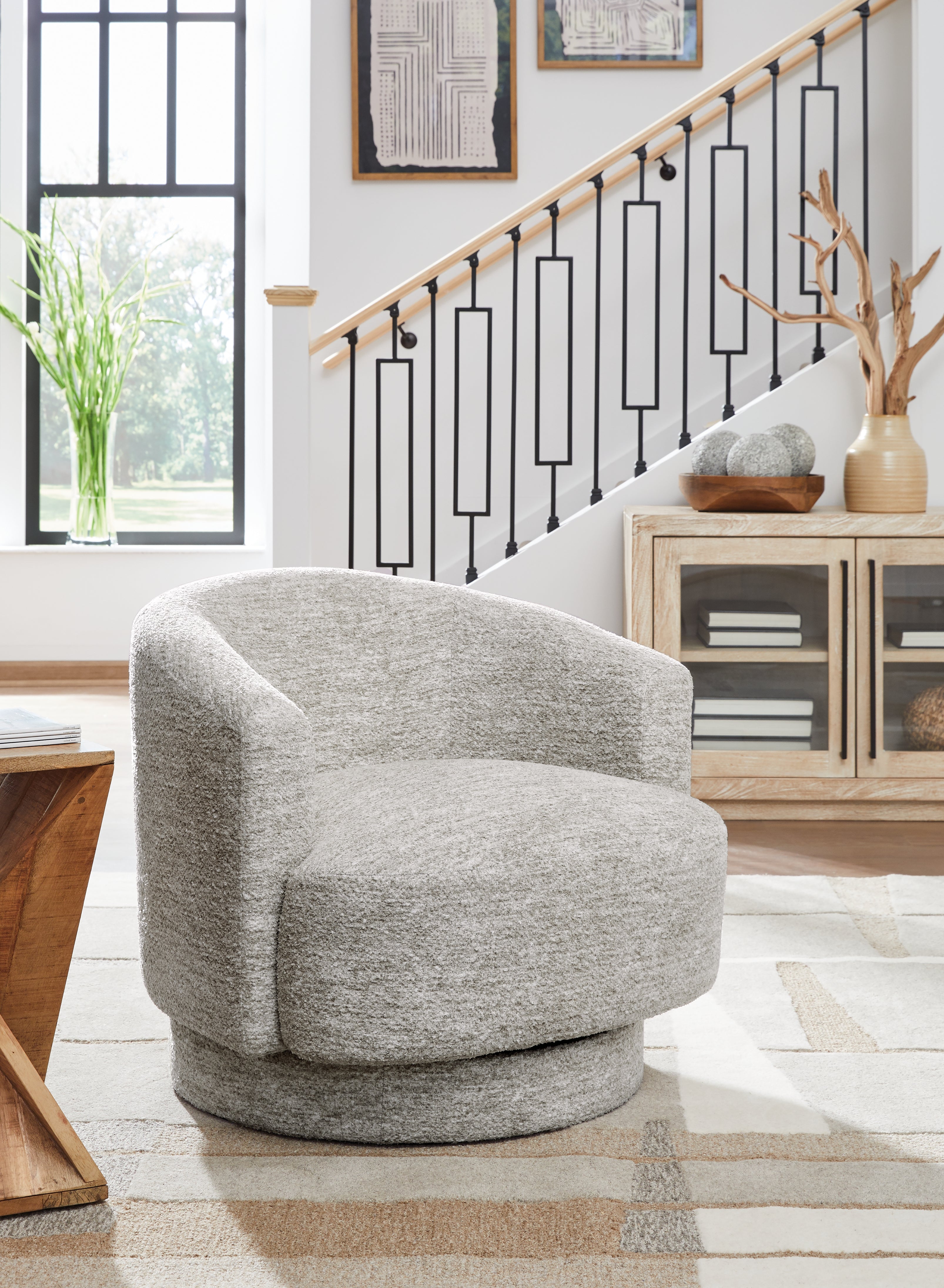 Fine Furniture & Decor - Ashley Furniture - Wardsor Swivel Accent Chair - Swivel Accent Chair / Stone - A3000731