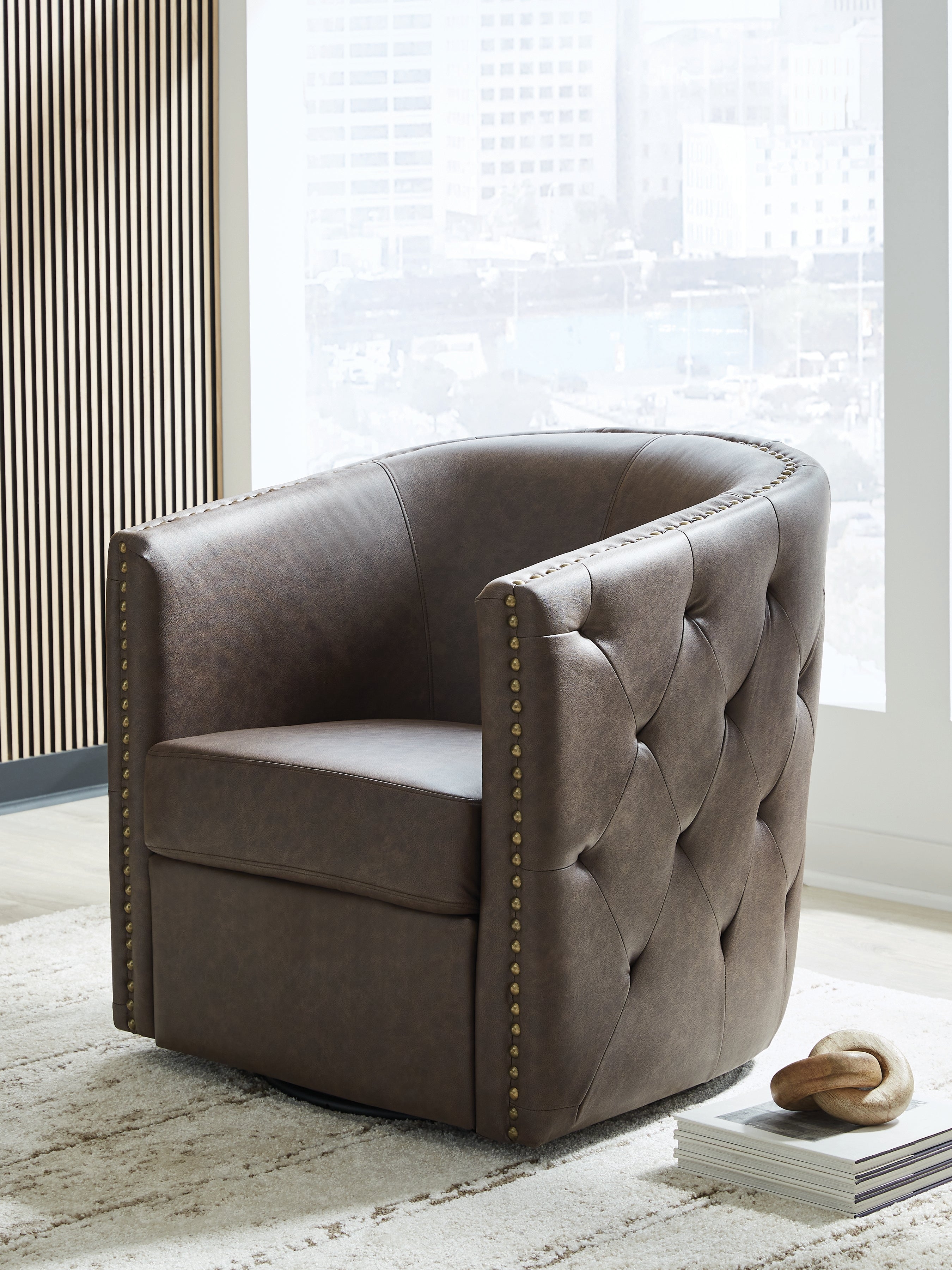 Fine Furniture & Decor - Ashley Furniture - Brentlow Swivel Accent Chair - Swivel Accent Chair / Granite - A3000741