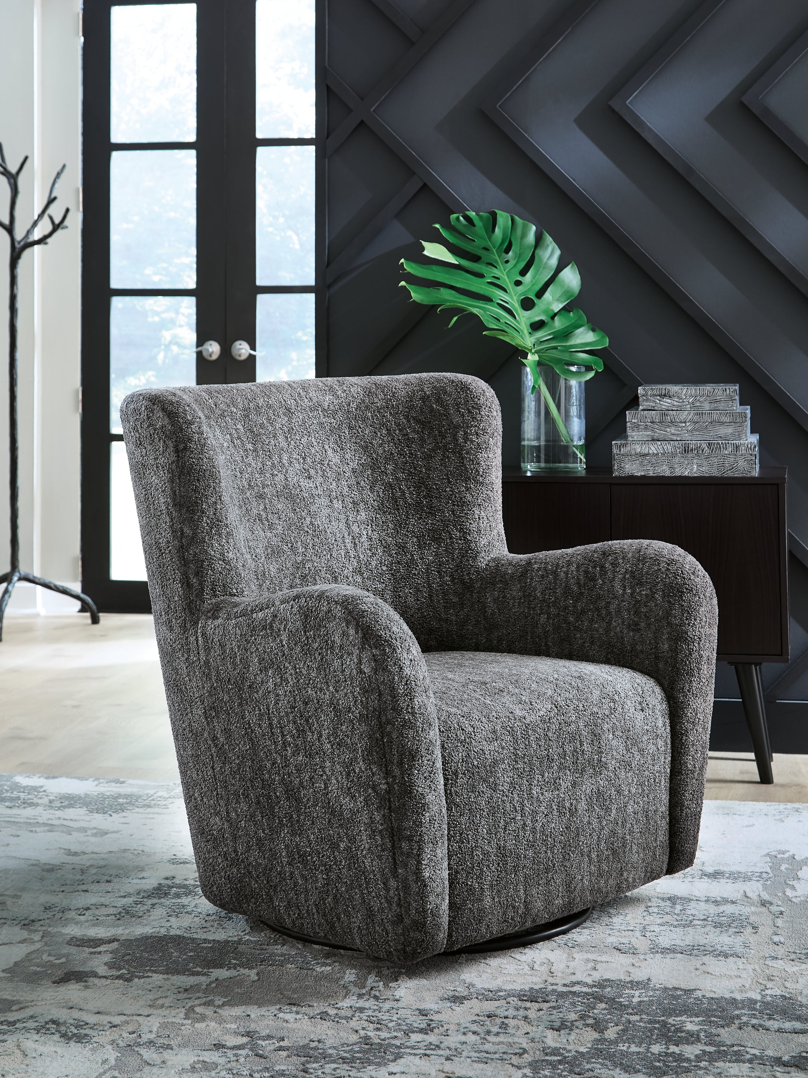 Fine Furniture & Decor - Ashley Furniture - Rowenburg Swivel Glider Accent Chair - Swivel Glider Accent Chair / Heather Charcoal - A3000796