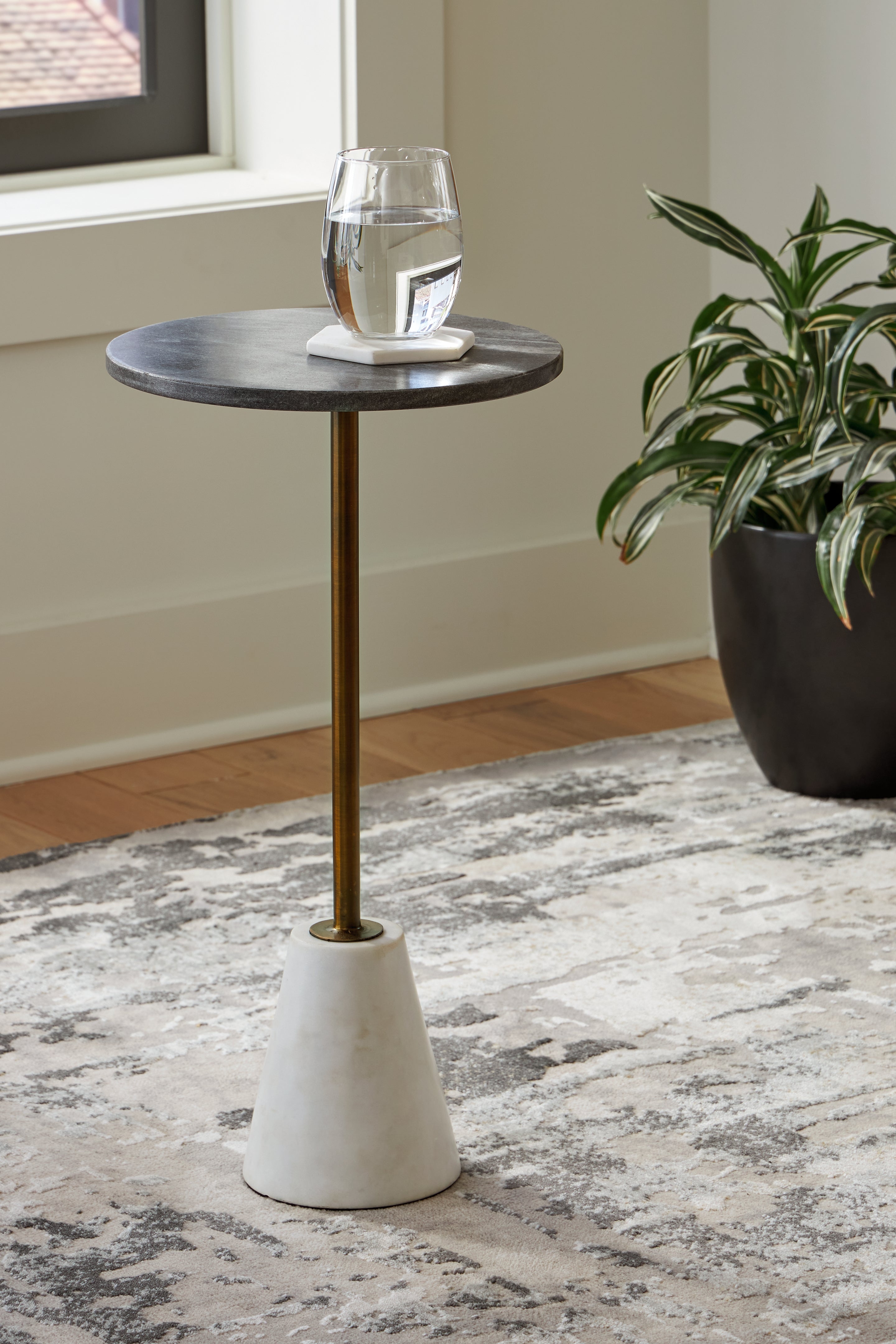 Fine Furniture & Decor - Ashley Furniture - Caramont Accent Table - Accent Table / Black/White/Gold Finish - A4000540