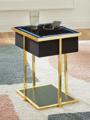 Fine Furniture & Decor - Ashley Furniture - Rexwell Accent Table with Speaker - Accent Table with Speaker / Black/Gold Finish - A4000681