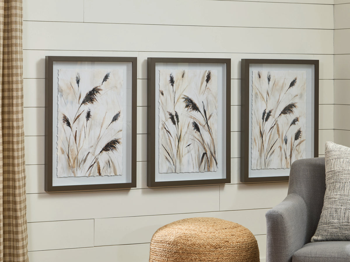 Fine Furniture & Decor - Ashley Furniture - Honslow Wall Decor - Wall Art Set (3/CN) / Brown/Black/White - A8000506