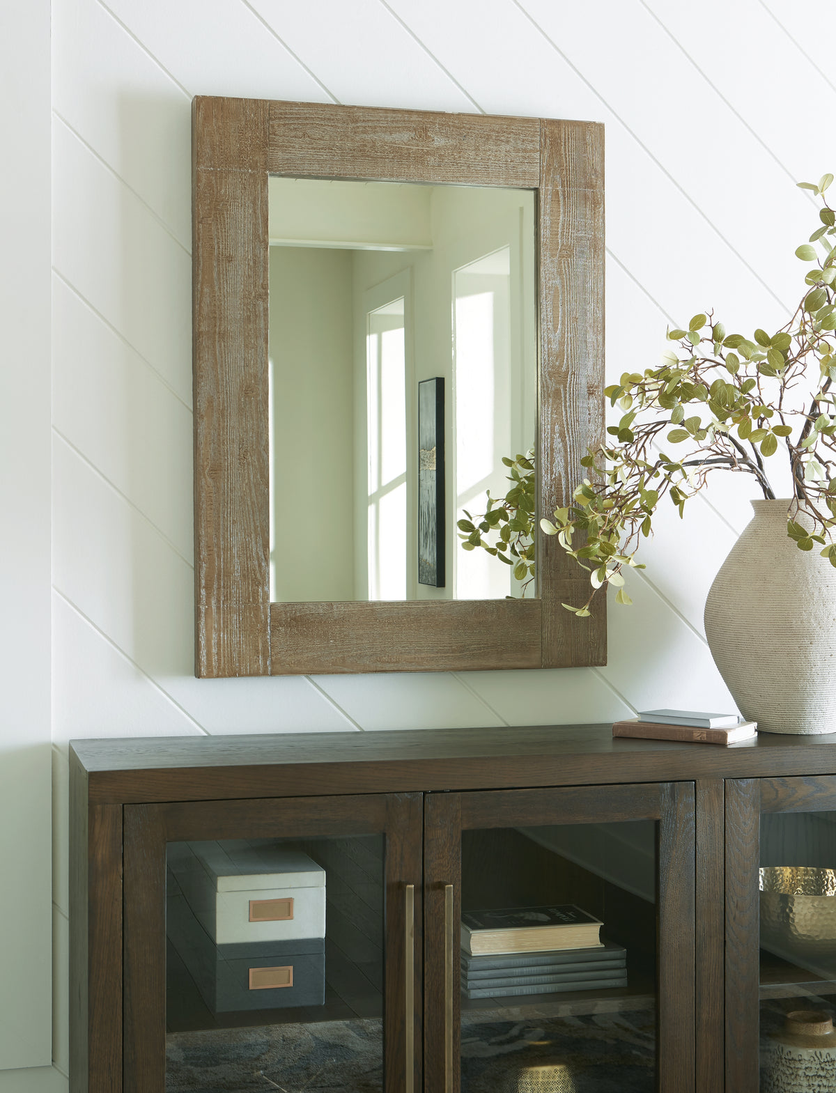 Fine Furniture & Decor - Ashley Furniture - Waltleigh Mirror - Floor Mirror / Distressed Brown - A8010278