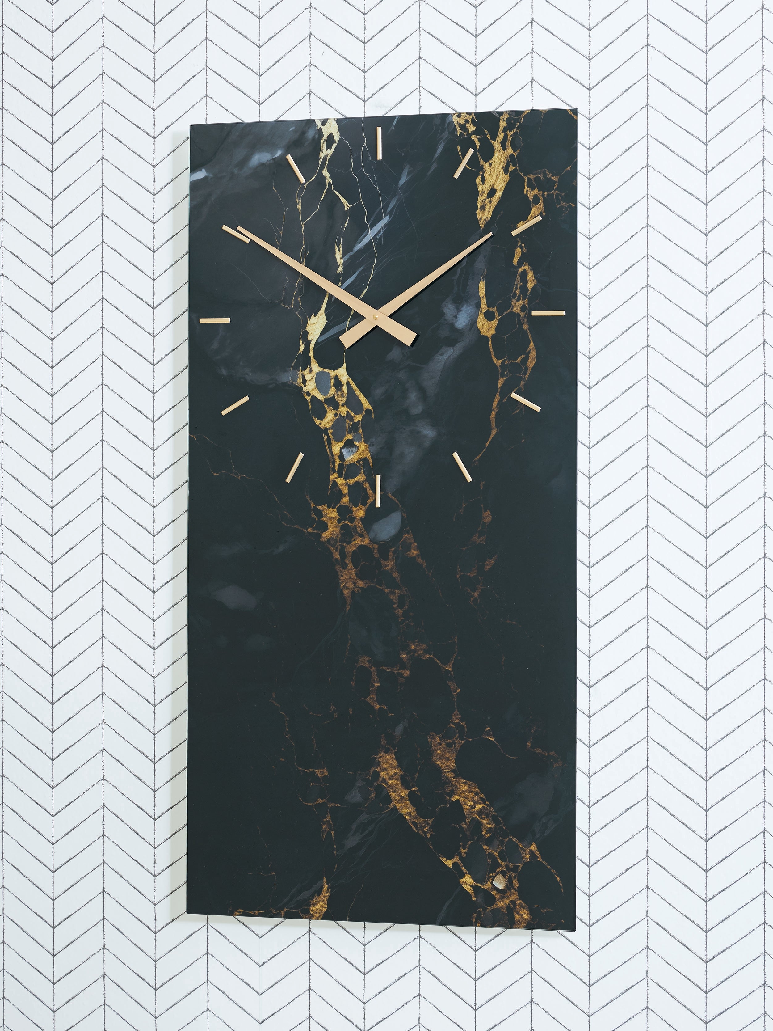 Fine Furniture & Decor - Ashley Furniture - Teague Wall Decor - Wall Clock / Black/Gold Finish - A8010430