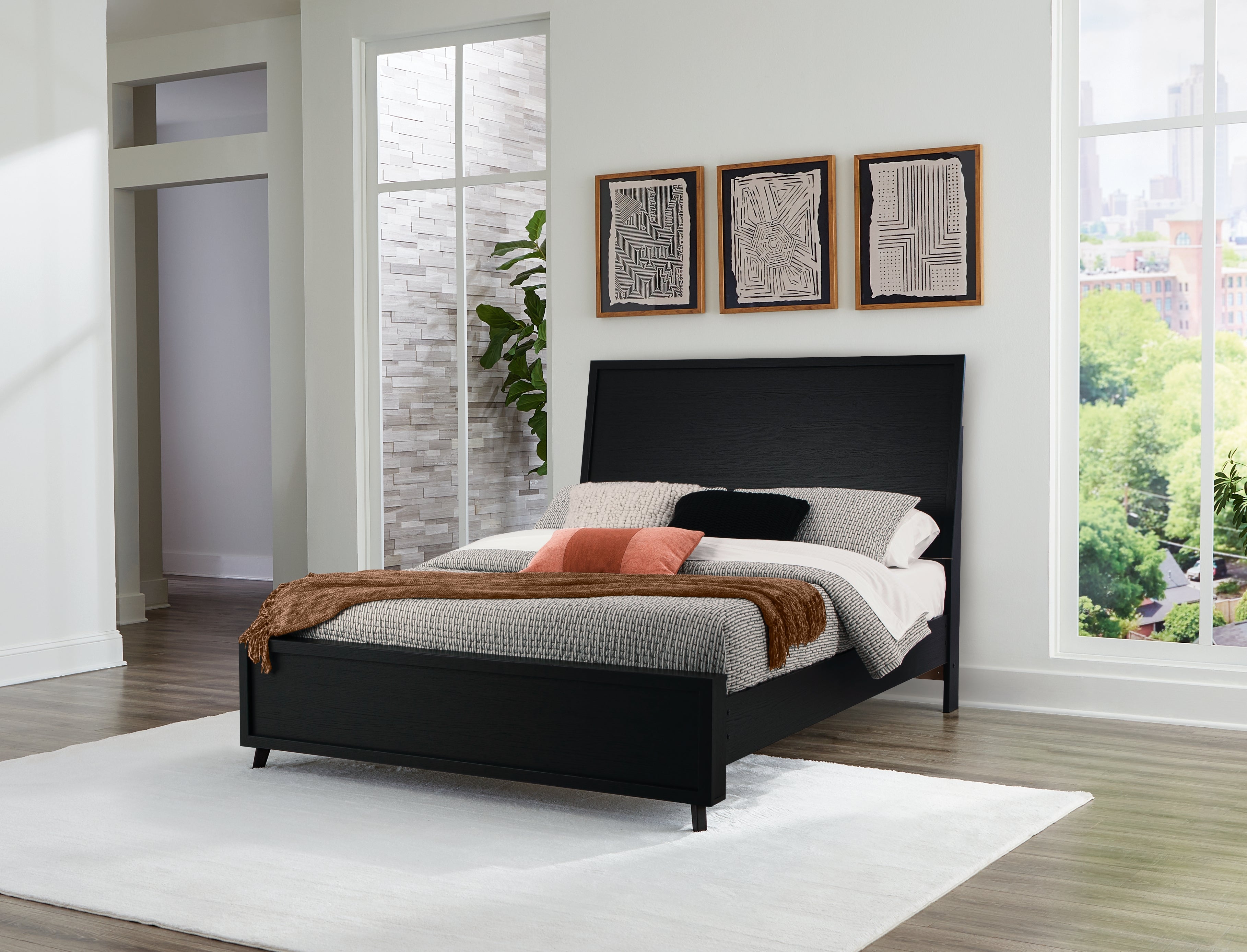 Fine Furniture & Decor - Ashley Furniture - Danziar Bedroom - Queen Panel Bed / Black - B1013B2