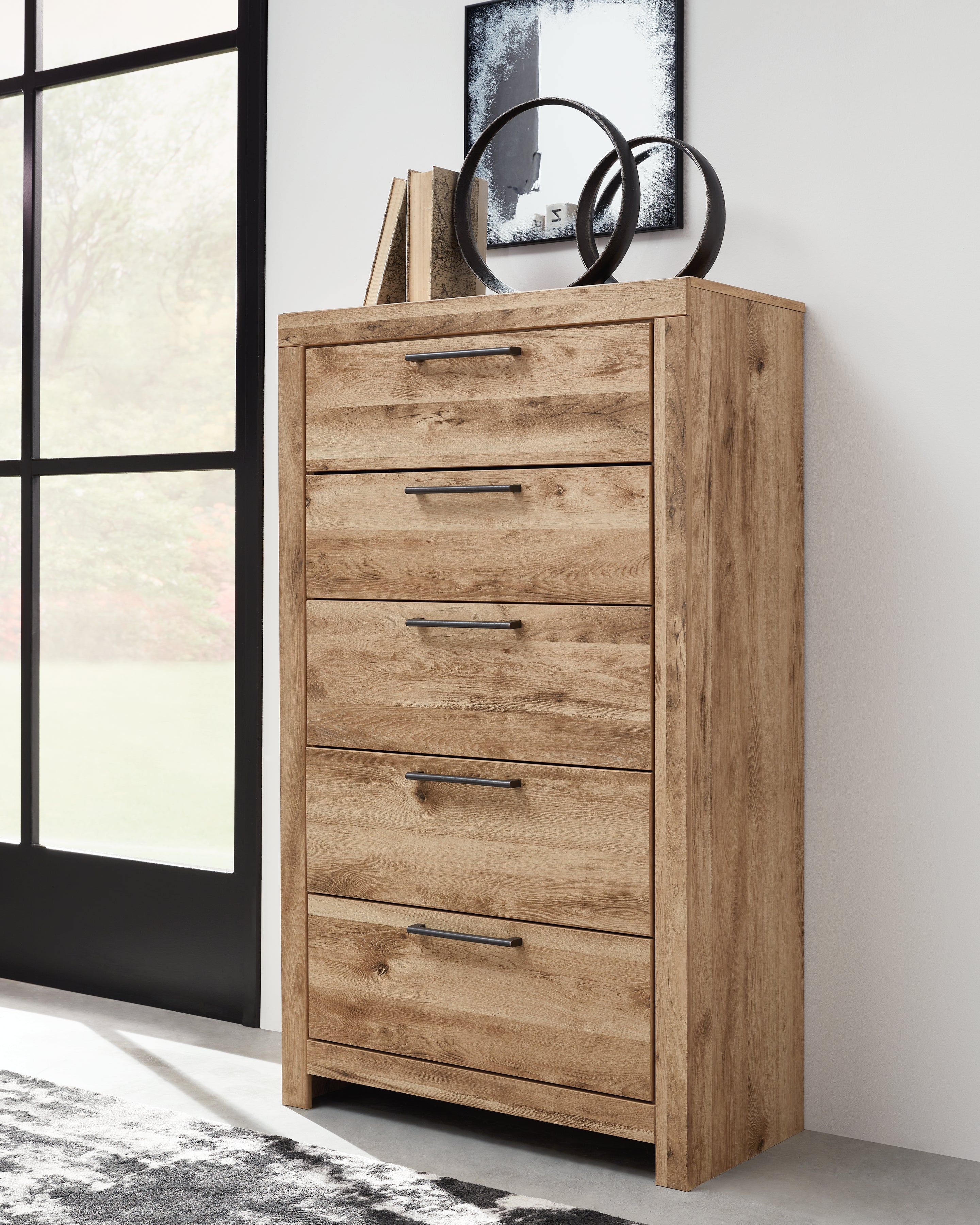 Fine Furniture & Decor - Ashley Furniture - Hyanna Bedroom - Five Drawer Chest / Tan Brown - B1050-46