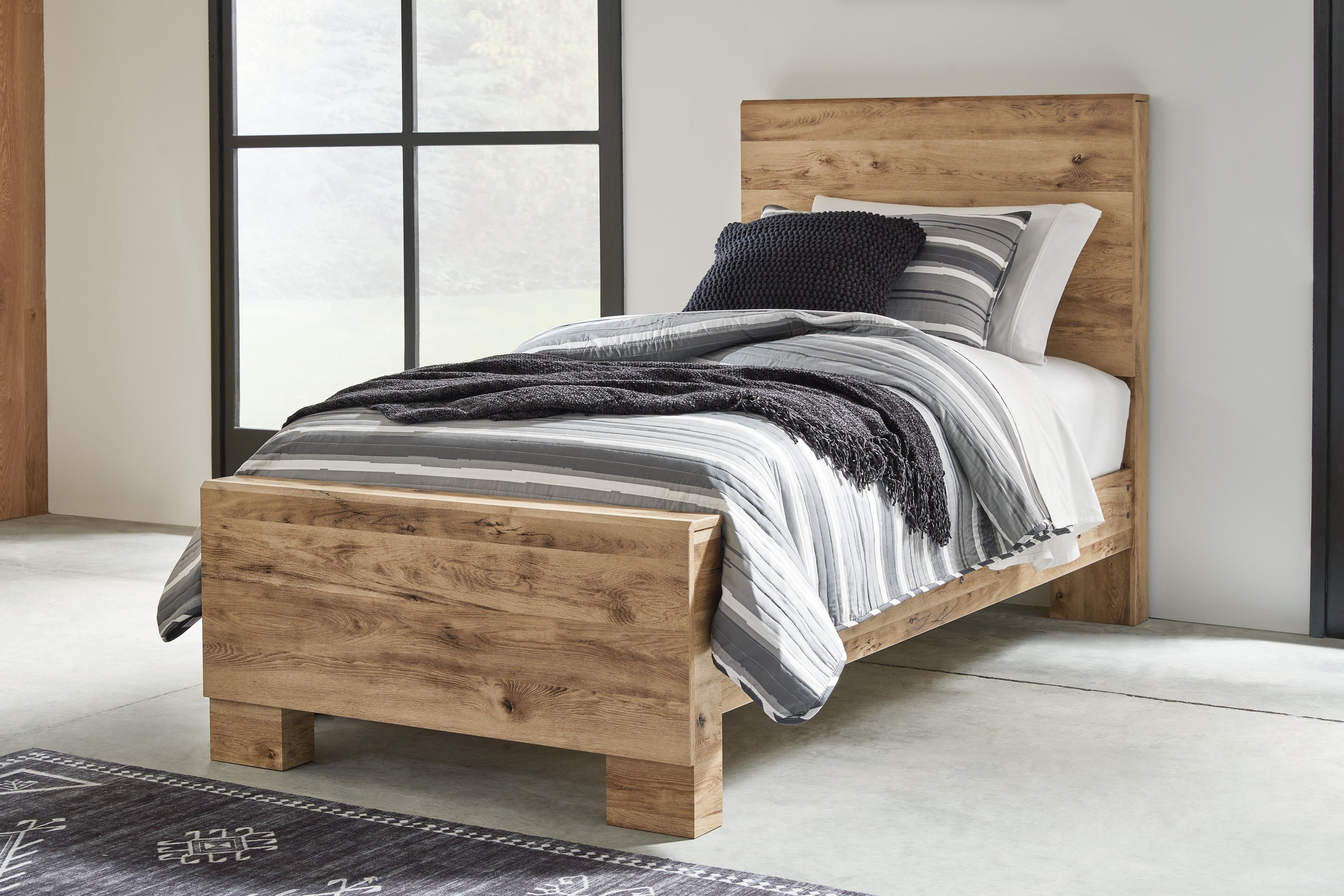 Fine Furniture & Decor - Ashley Furniture - Hyanna Bedroom - Twin Panel Bed / Tan Brown - B1050B20