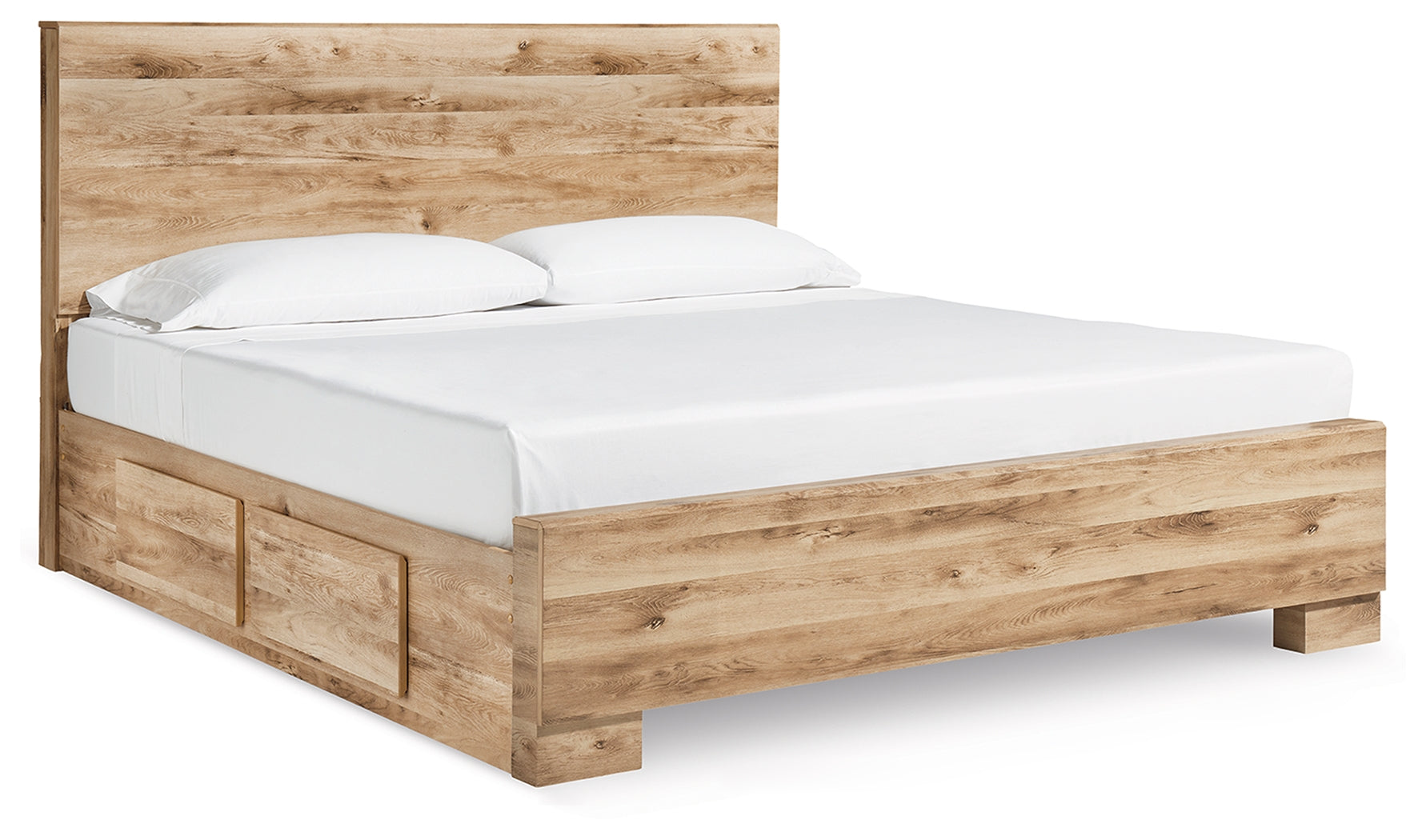 Fine Furniture & Decor - Ashley Furniture - Hyanna Bedroom - King Panel Bed with 2 Side Storage / Tan Brown - B1050B33