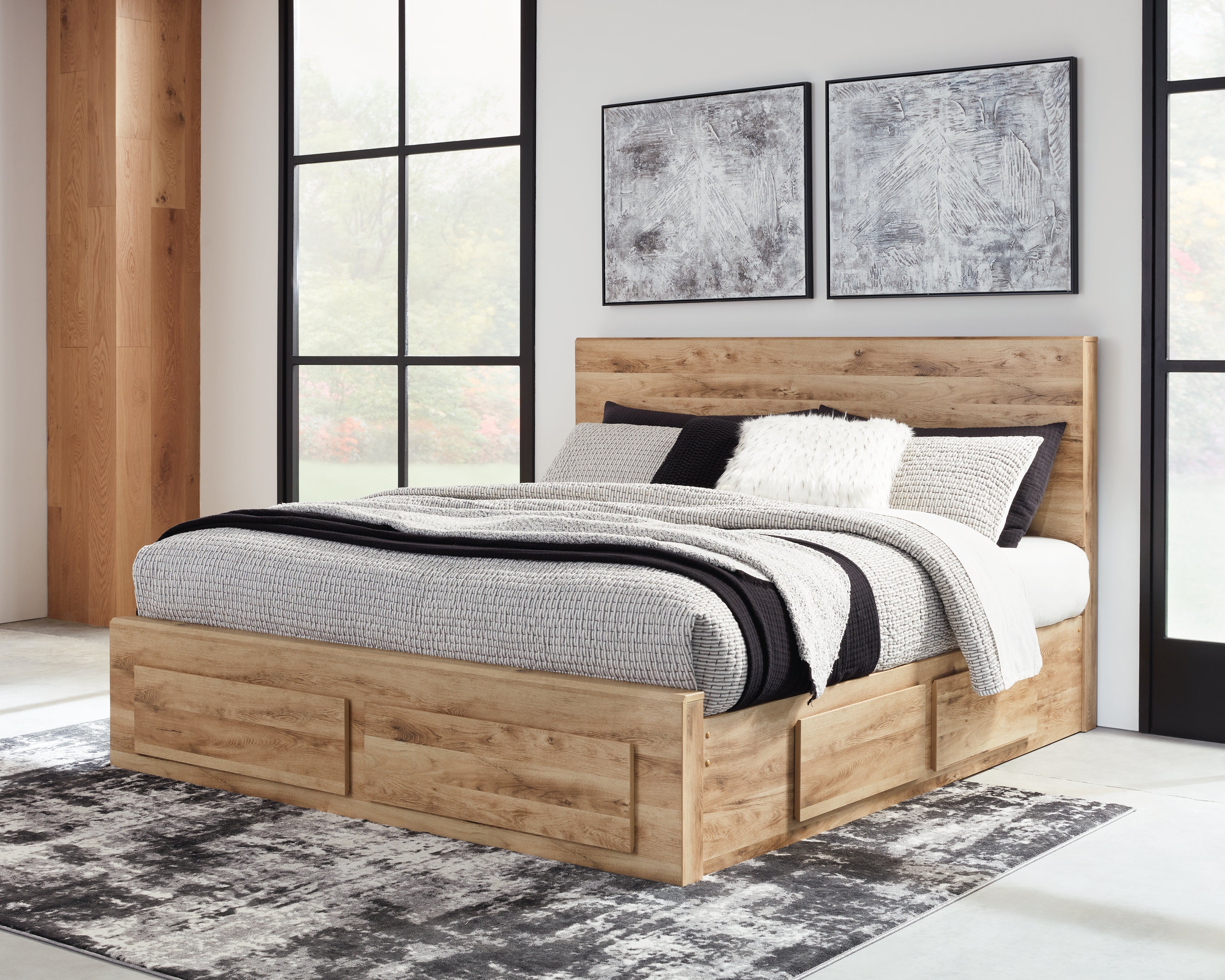 Fine Furniture & Decor - Ashley Furniture - Hyanna Bedroom - Queen Panel Storage Bed with 1 Under Bed Storage Drawer / Tan Brown - B1050B6