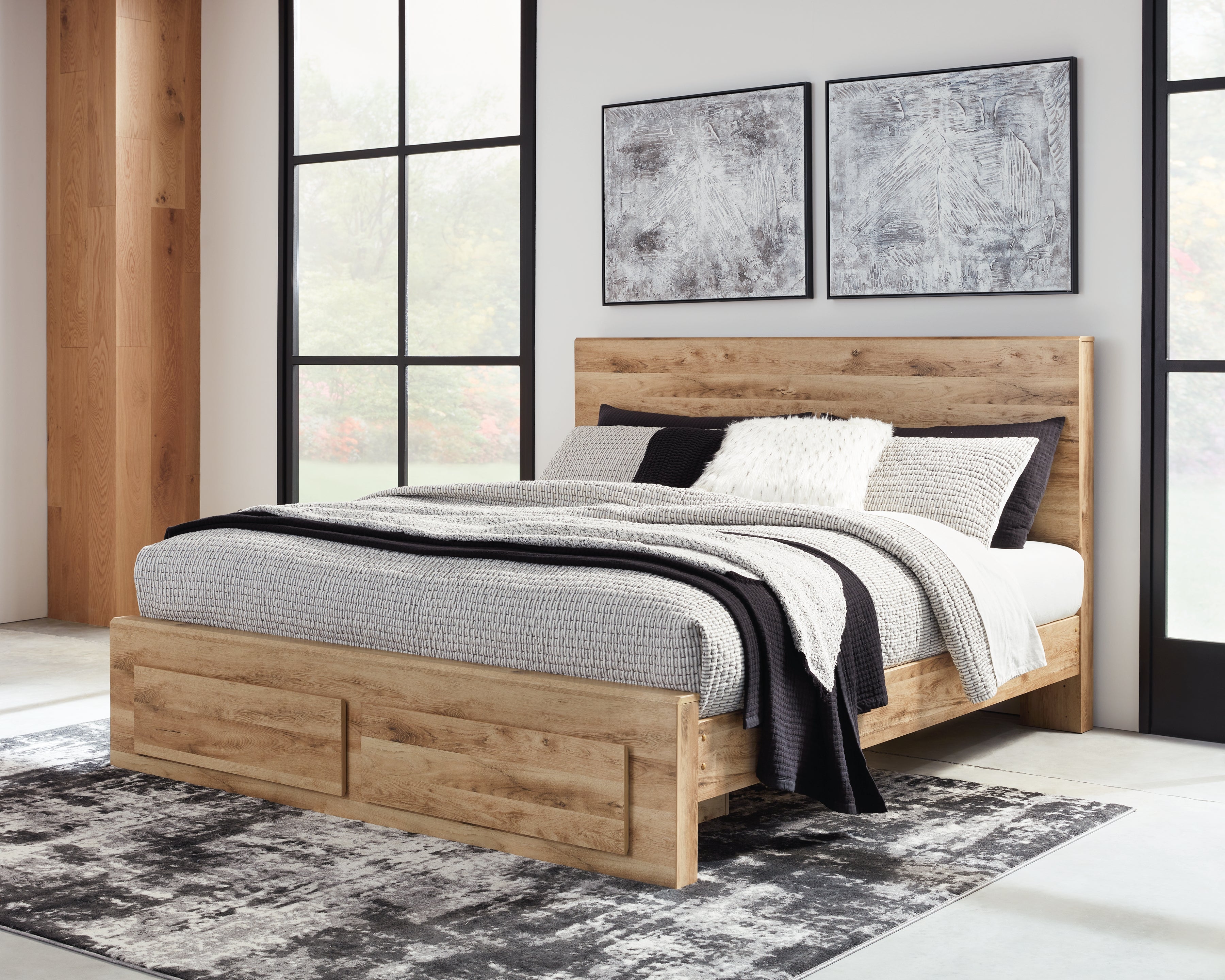Fine Furniture & Decor - Ashley Furniture - Hyanna Bedroom - King Panel Storage Bed / Tan Brown - B1050B11