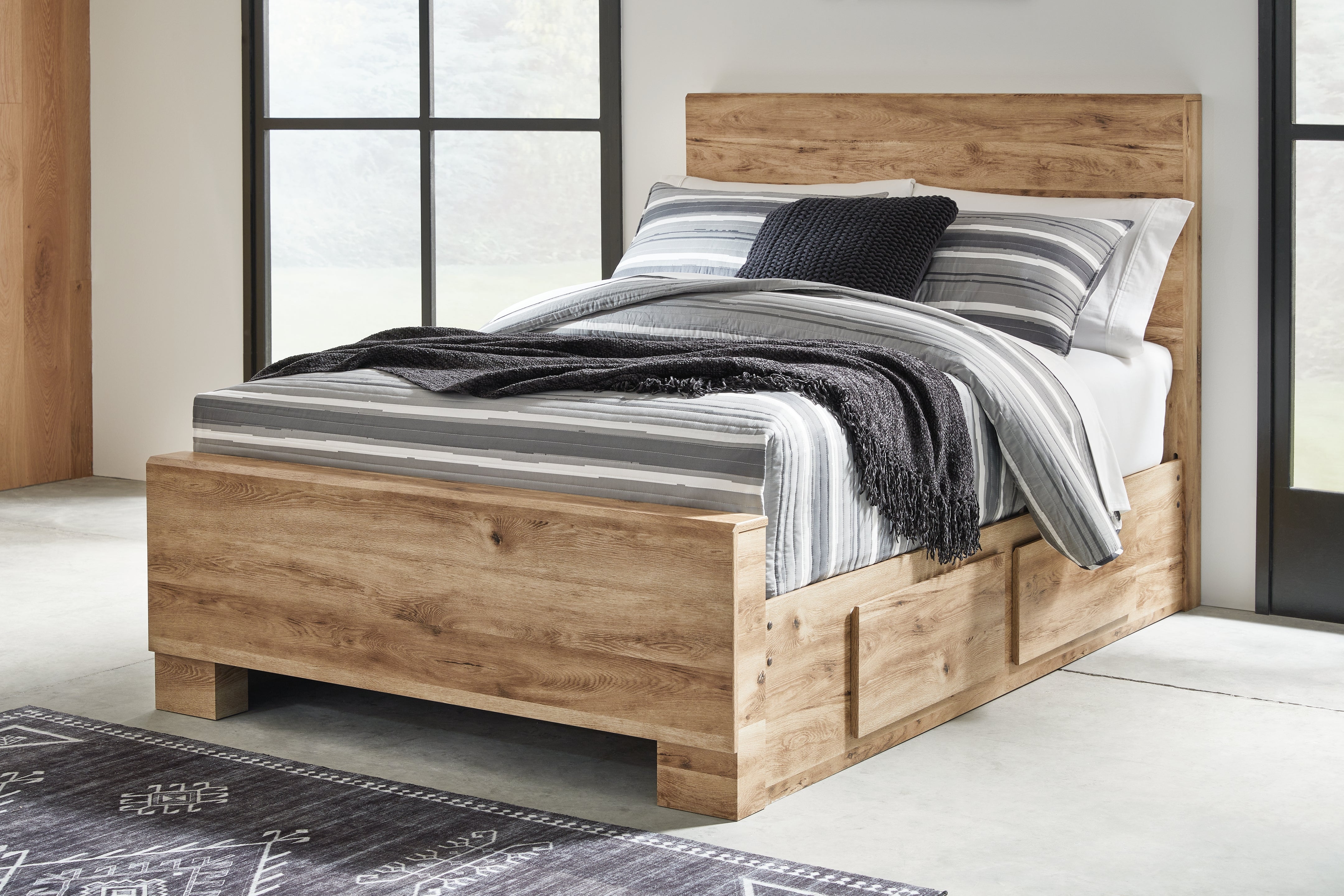 Fine Furniture & Decor - Ashley Furniture - Hyanna Bedroom - Full Panel Bed with 1 Side Storage / Tan Brown - B1050B25
