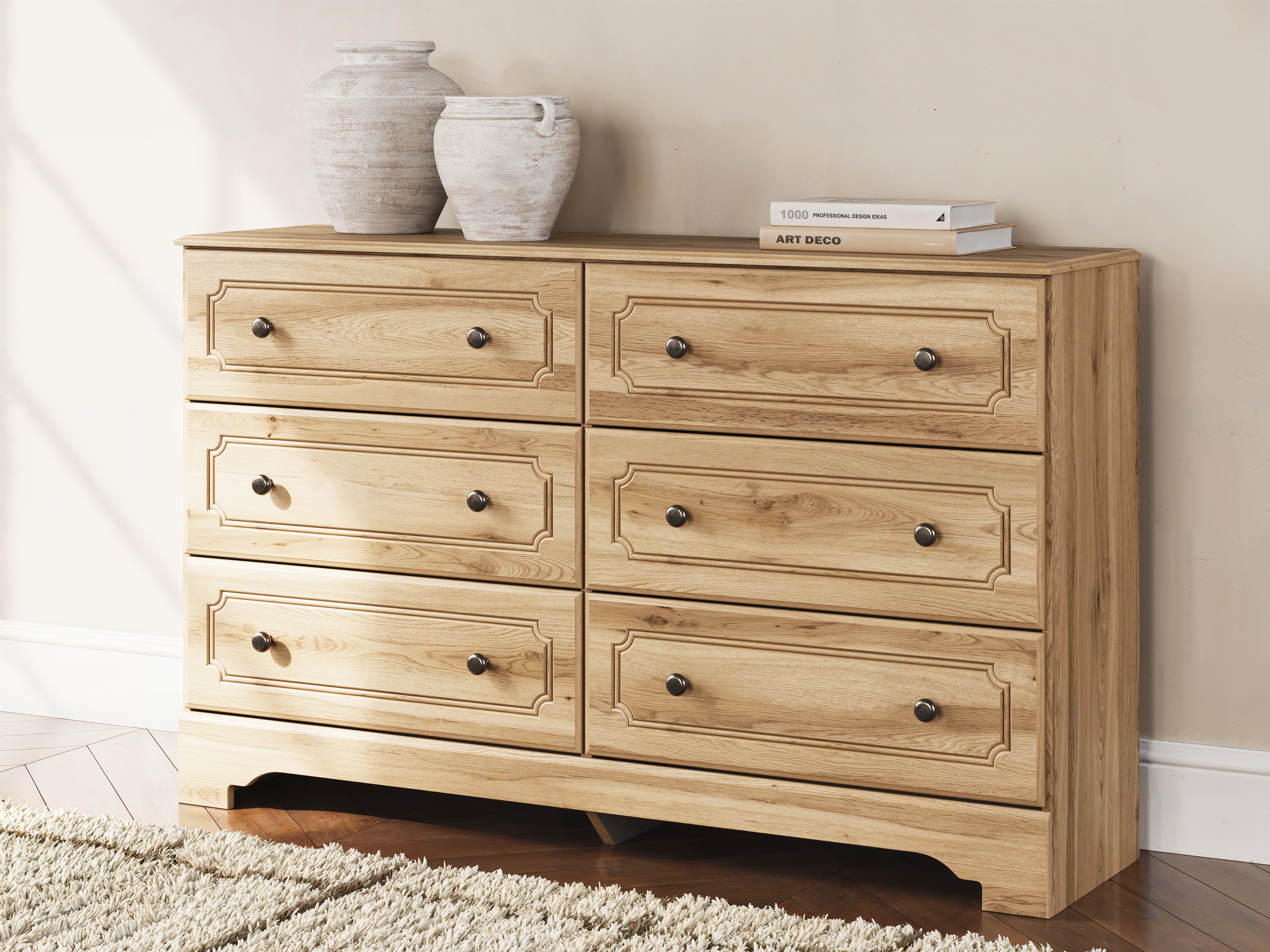Fine Furniture & Decor - Ashley Furniture - Aleaport Bedroom - Six Drawer Dresser / Warm Brown - PCB1075-31