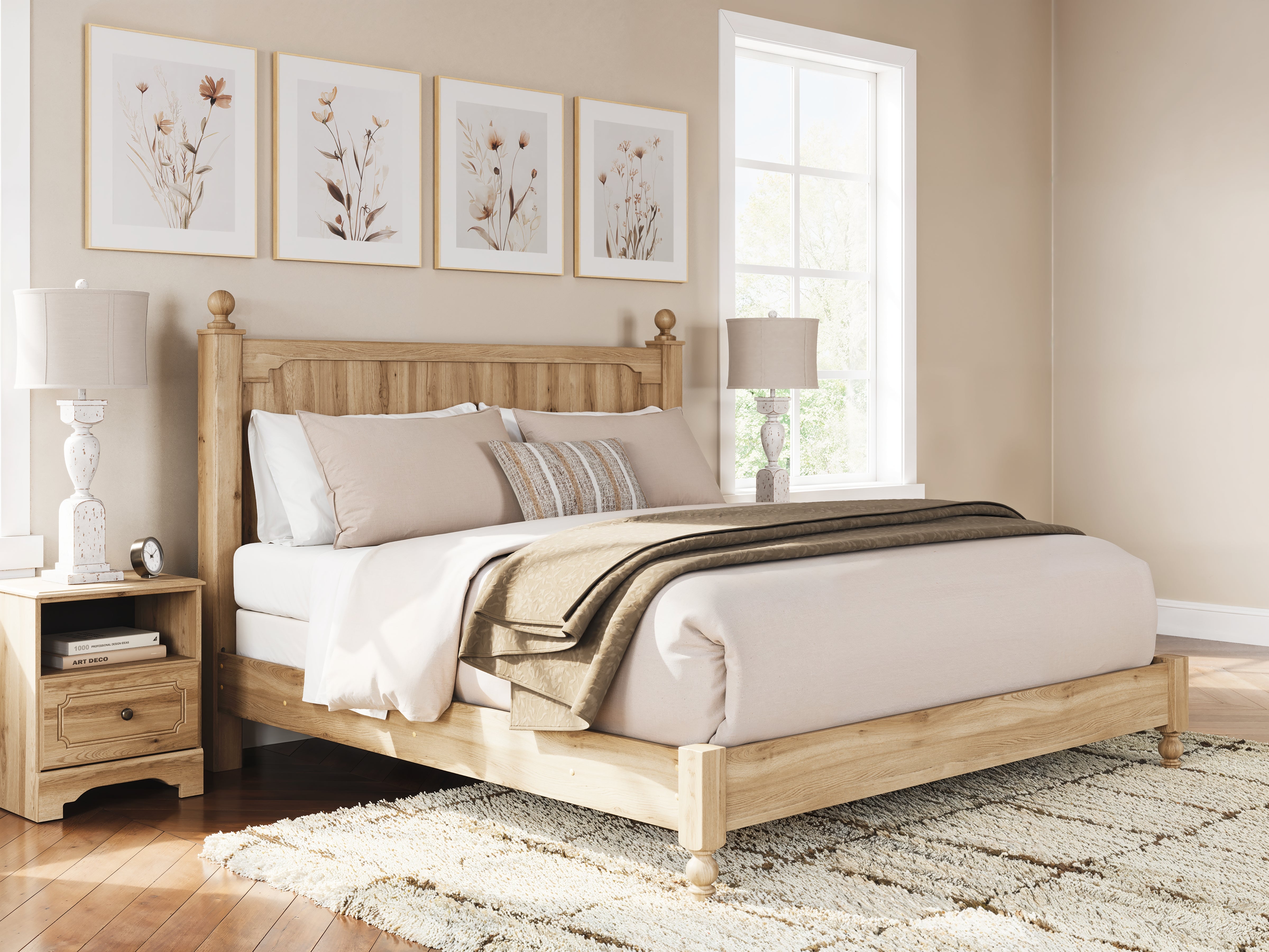 Fine Furniture & Decor - Ashley Furniture - Aleaport Bedroom - King Panel Bed / Warm Brown - PCB1075B8