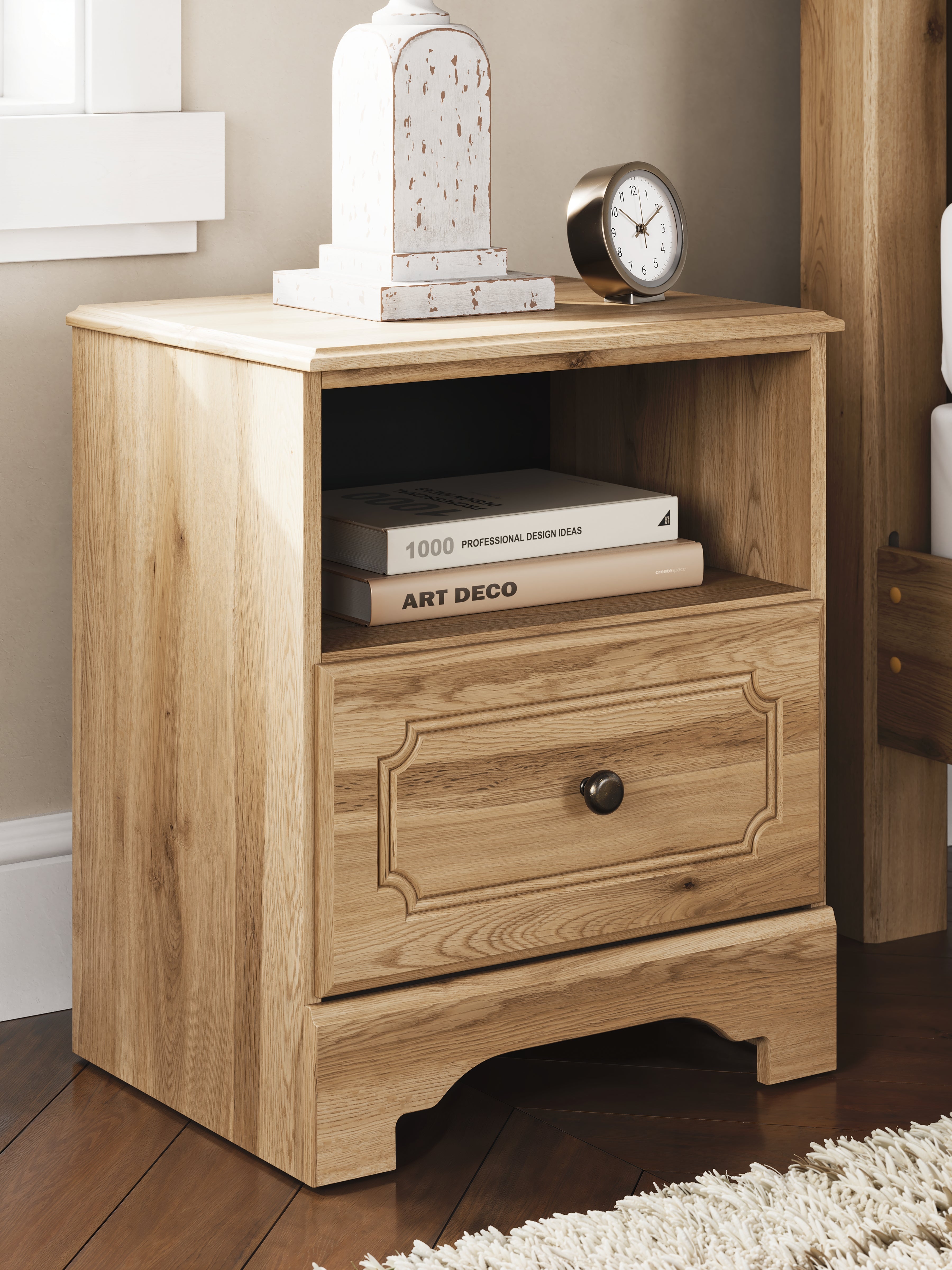Fine Furniture & Decor - Ashley Furniture - Aleaport Bedroom - One Drawer Night Stand / Warm Brown - PCB1075-91