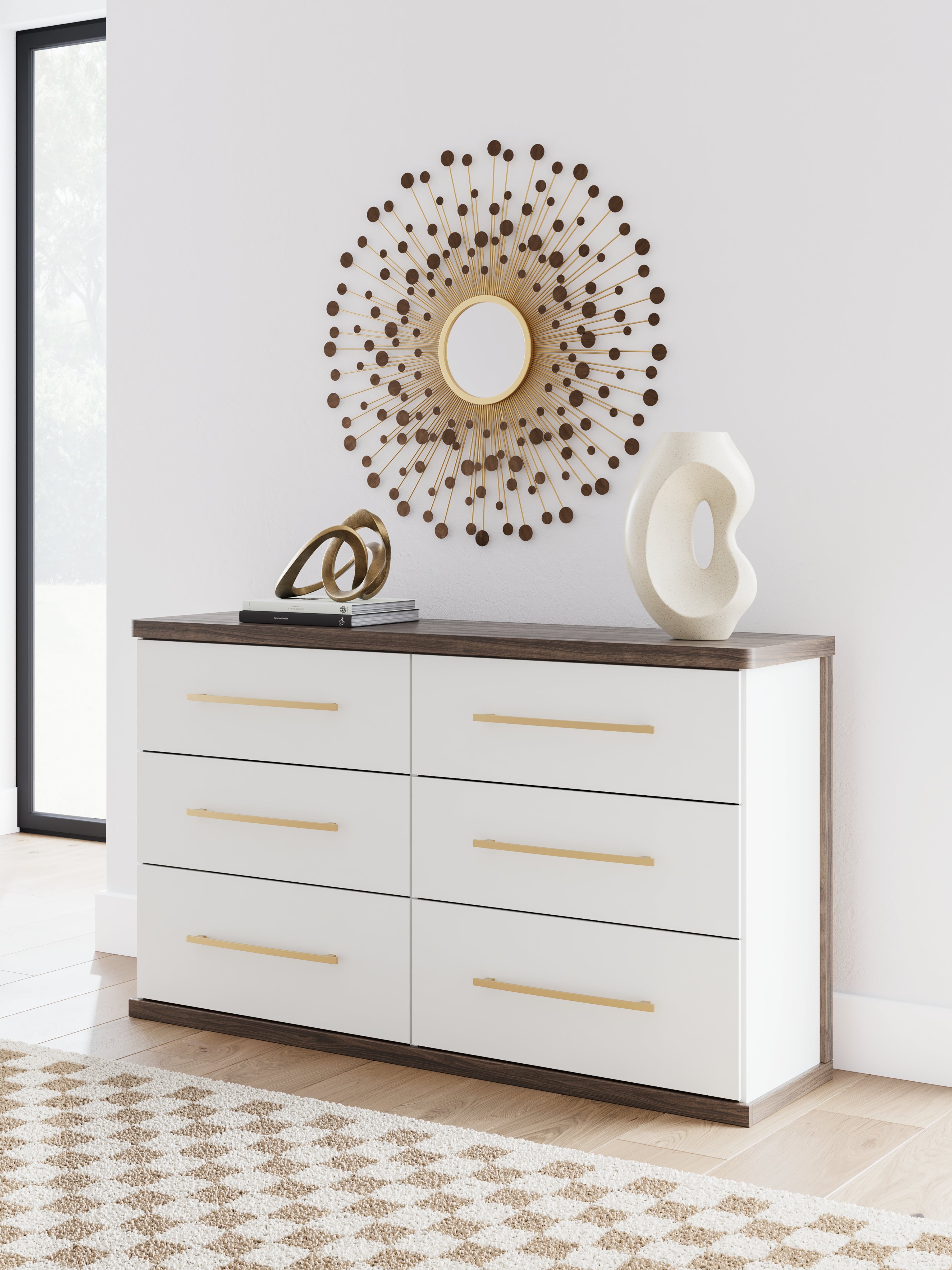 Fine Furniture & Decor - Ashley Furniture - Kendanport Bedroom - Six Drawer Dresser / Brown/White - PCB1108-31