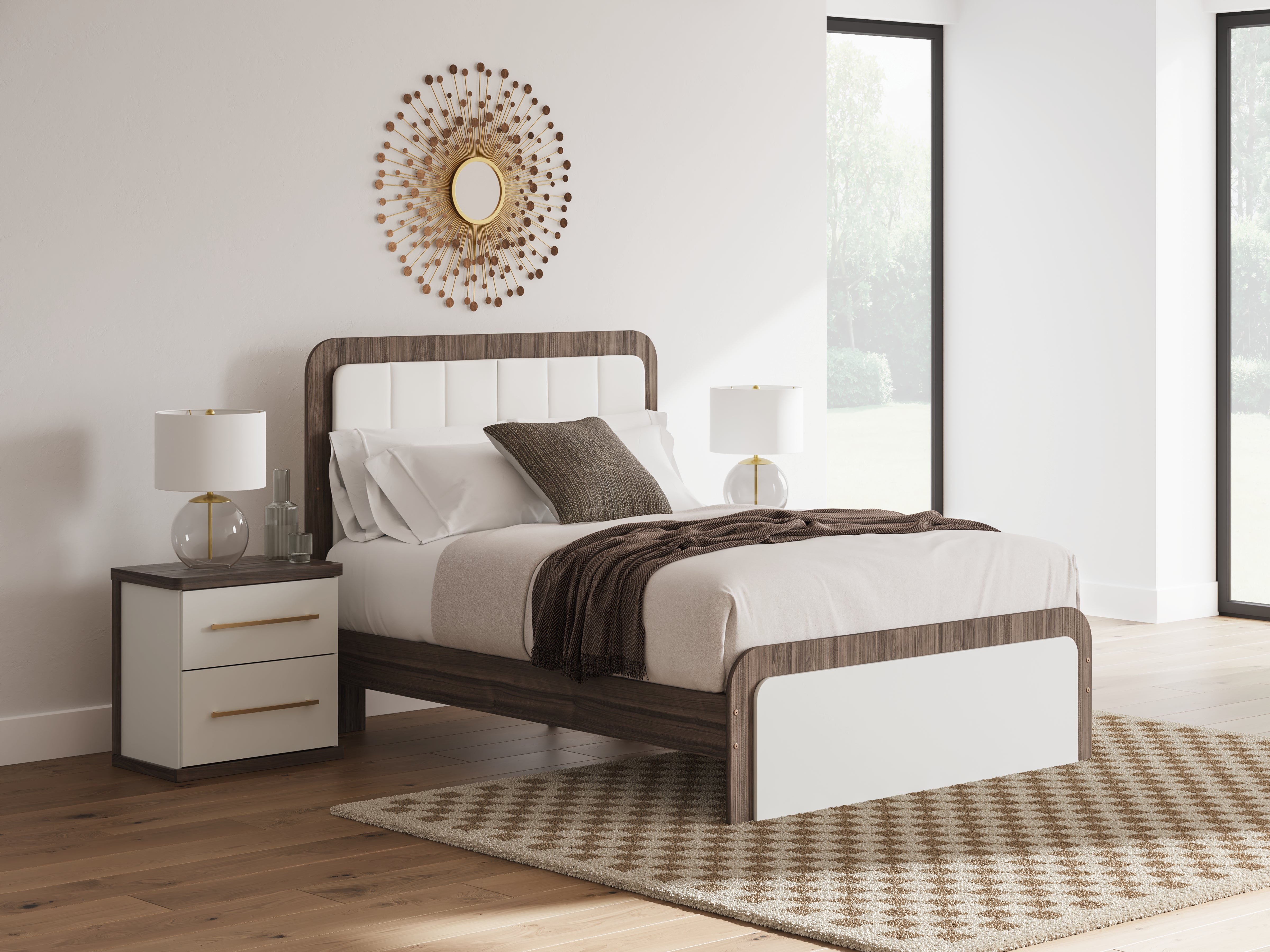 Fine Furniture & Decor - Ashley Furniture - Kendanport Bedroom - Queen Upholstered Bed / White/Brown - PCB1108B7
