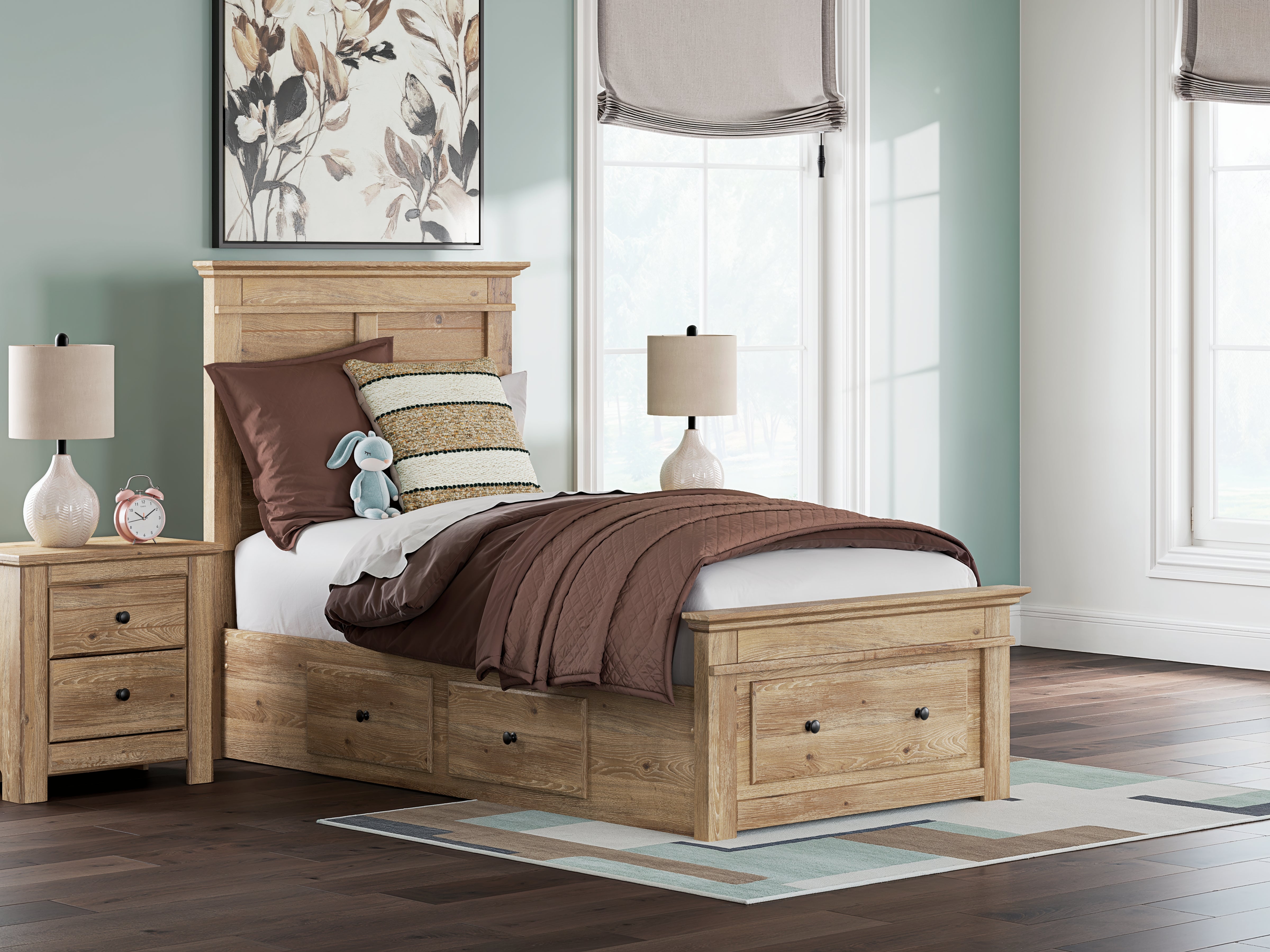 Fine Furniture & Decor - Ashley Furniture - Makidern Bedroom - Twin Panel Storage Bed / Tan - PCB1170B38