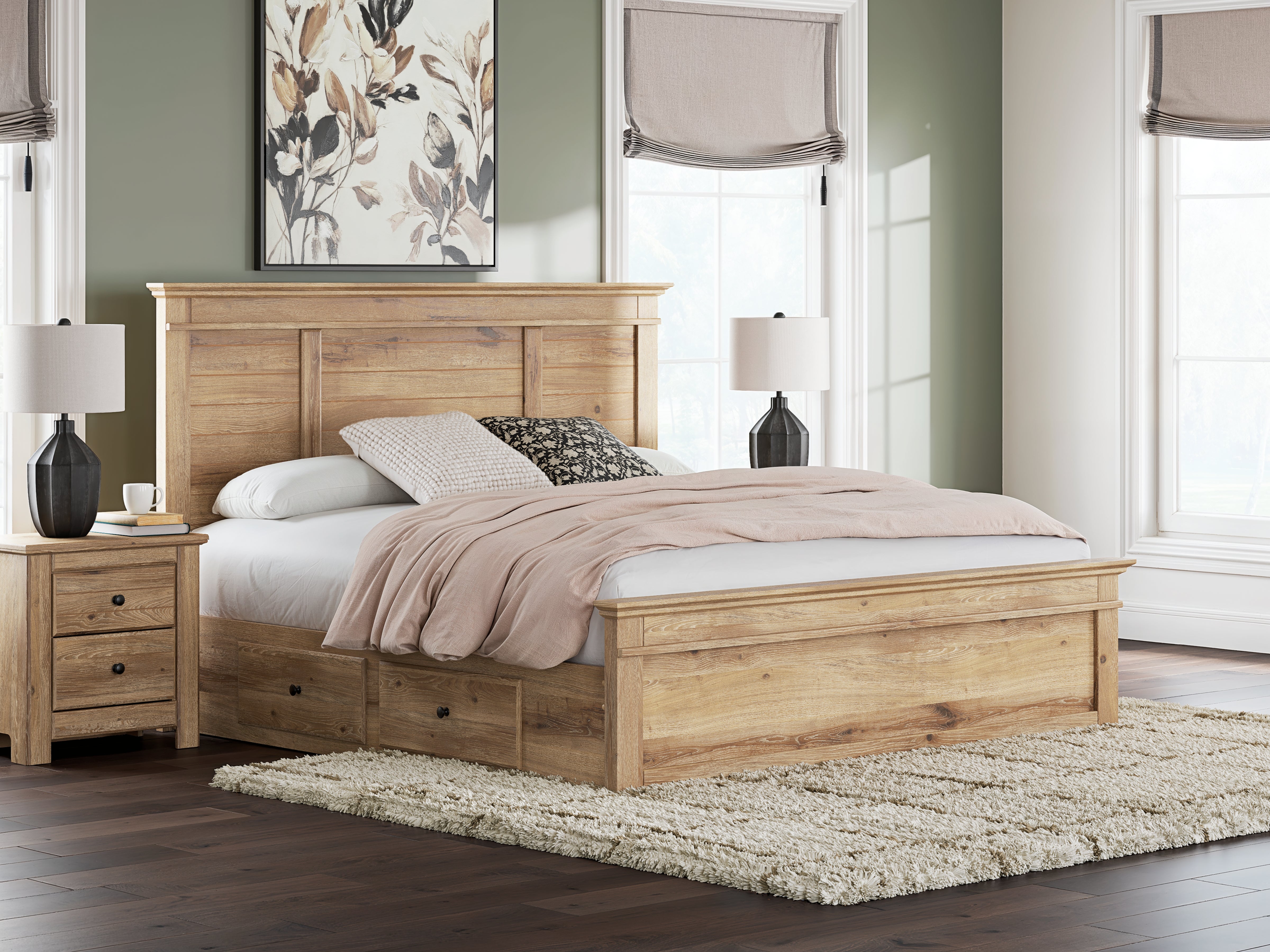 Fine Furniture & Decor - Ashley Furniture - Makidern Bedroom - King Panel Storage Bed / Tan - PCB1170B17